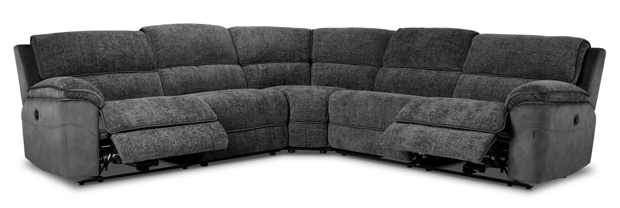 Vandelay 5-Piece Dual Power Reclining Sectional - Grey - Image 3