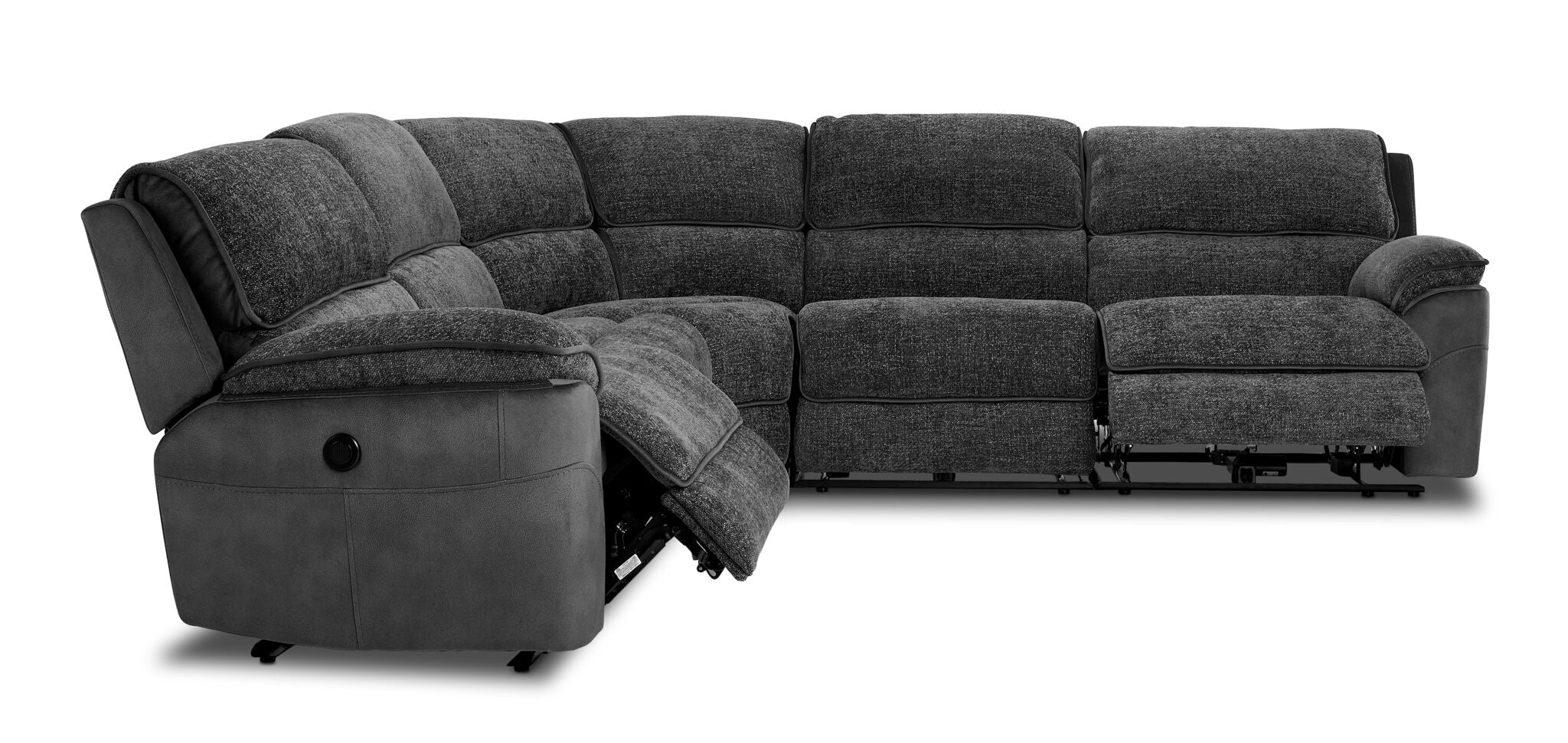 Vandelay 5-Piece Dual Power Reclining Sectional - Grey - Image 4