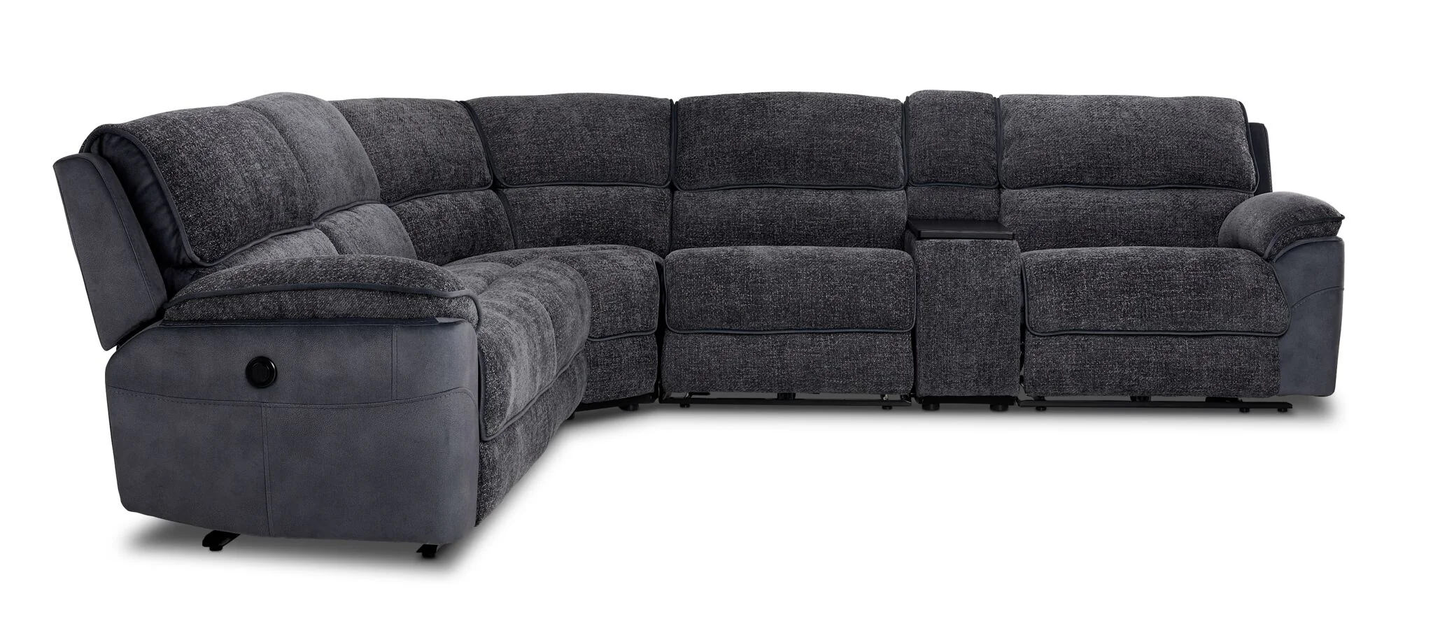 Vandelay 6-Piece Dual Power Reclining Sectional with Console - Blue - Image 2