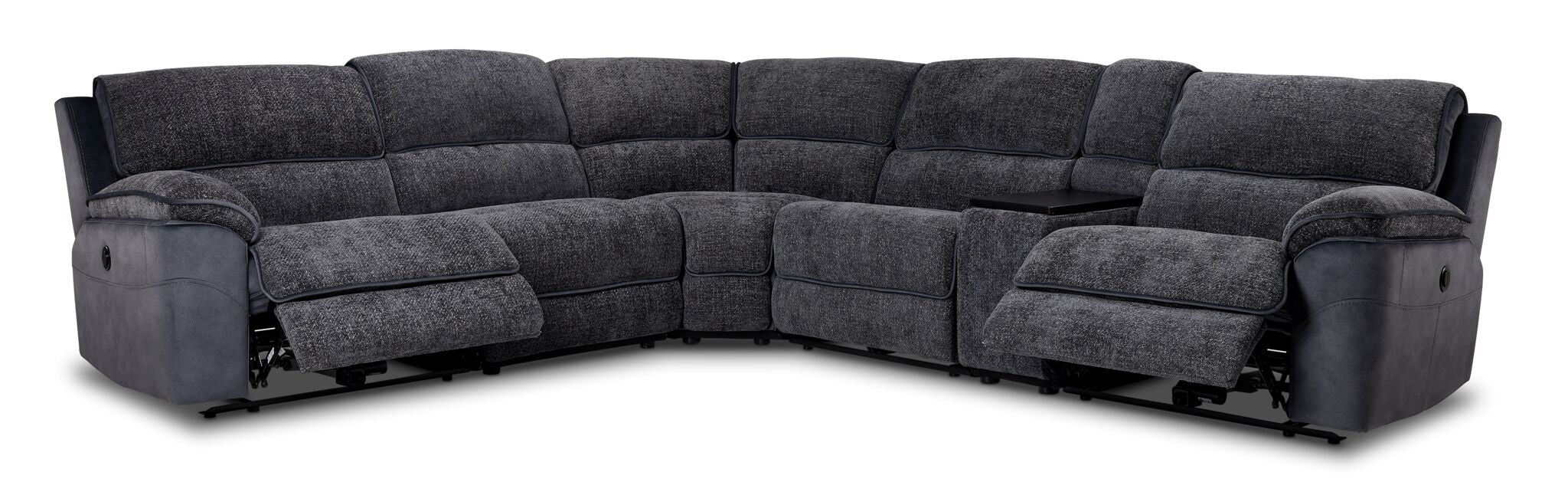 Vandelay 6-Piece Dual Power Reclining Sectional with Console - Blue - Image 3