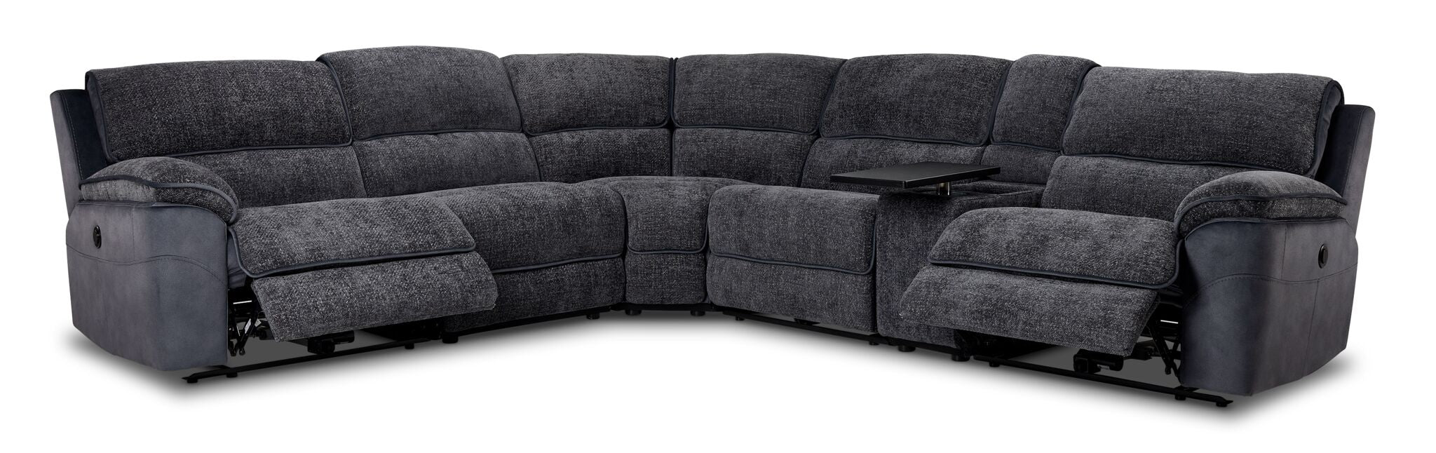 Vandelay 6-Piece Dual Power Reclining Sectional with Console - Blue - Image 5