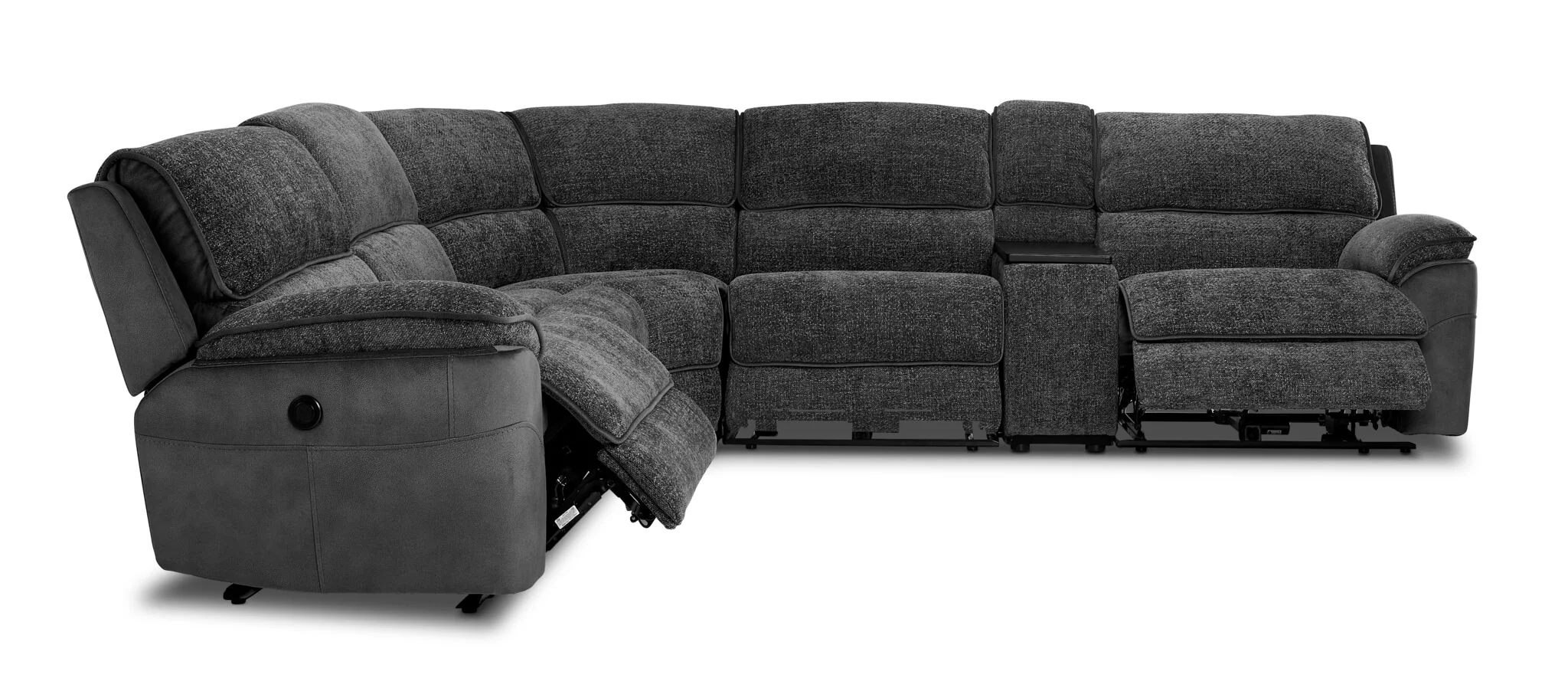 Vandelay 6-Piece Dual Power Reclining Sectional with Console - Grey - Image 4