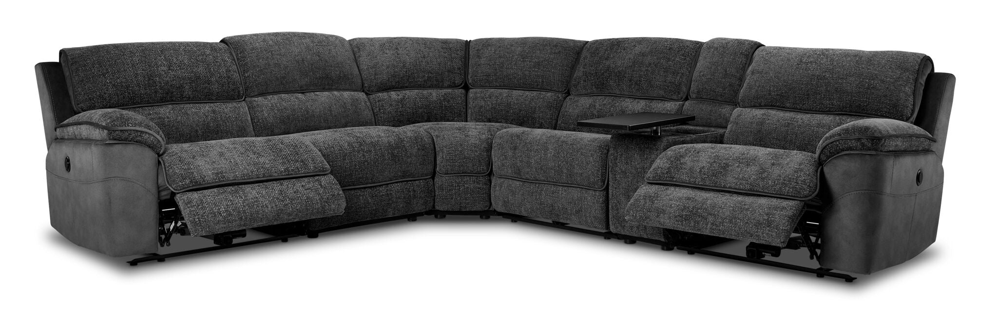Vandelay 6-Piece Dual Power Reclining Sectional with Console - Grey - Image 5