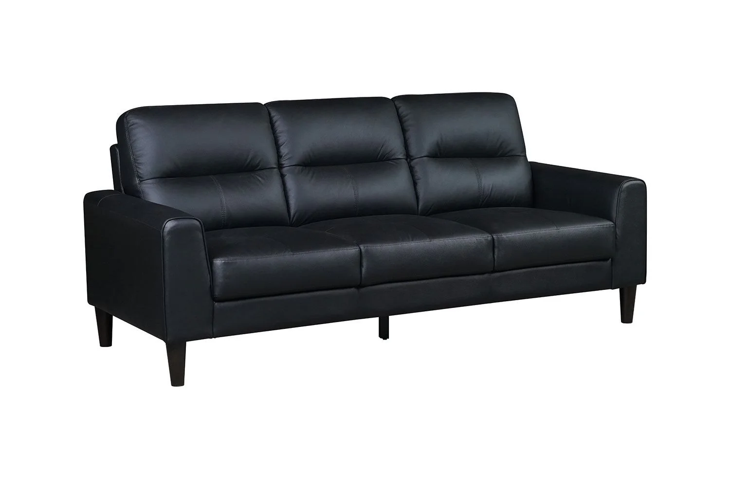 Verissimo Leather Sofa, Loveseat and Chair Set - Black - Image 3