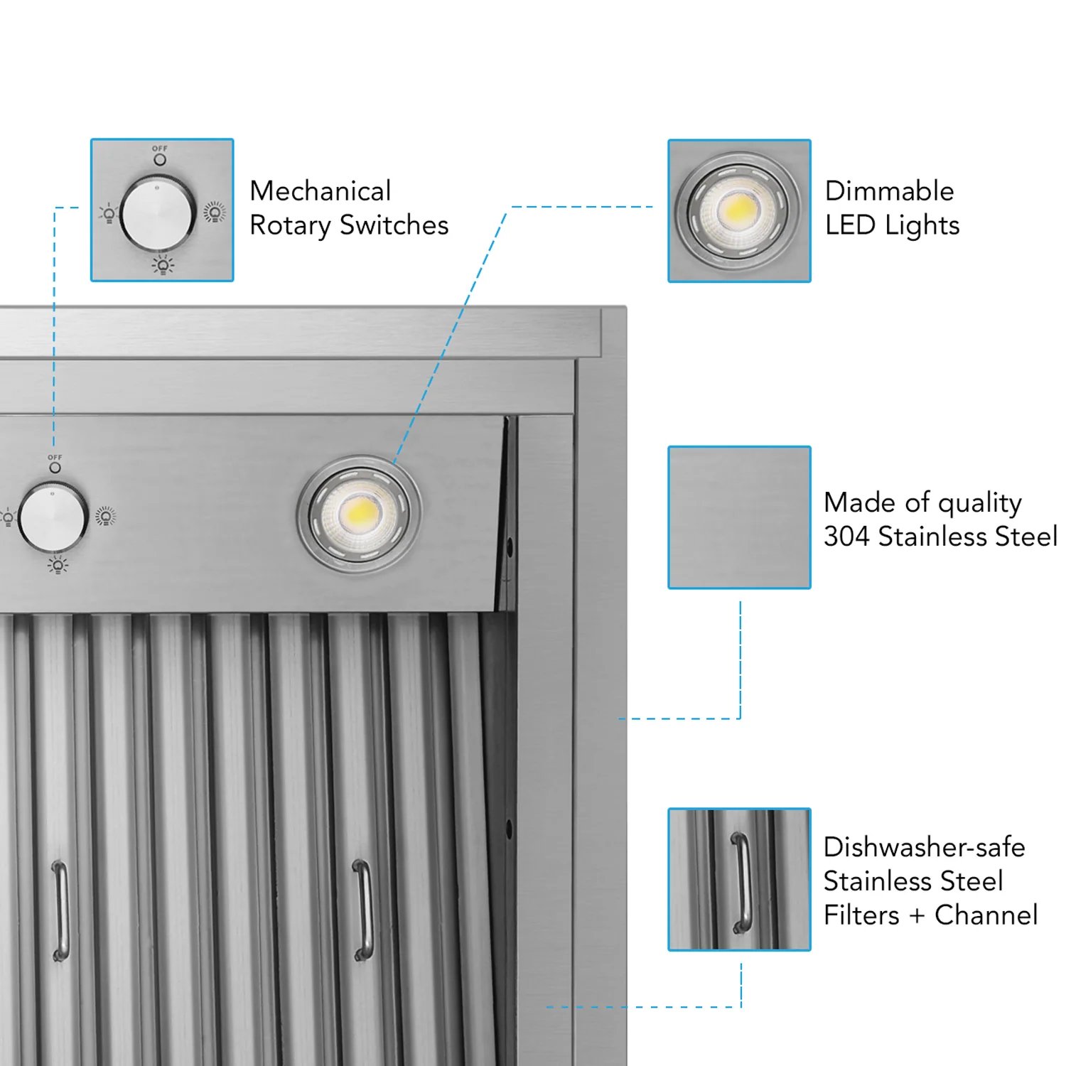VICTORY Stainless Steel 42-Inch 900 CFM Insert Range Hood - Star-42 - Image 3
