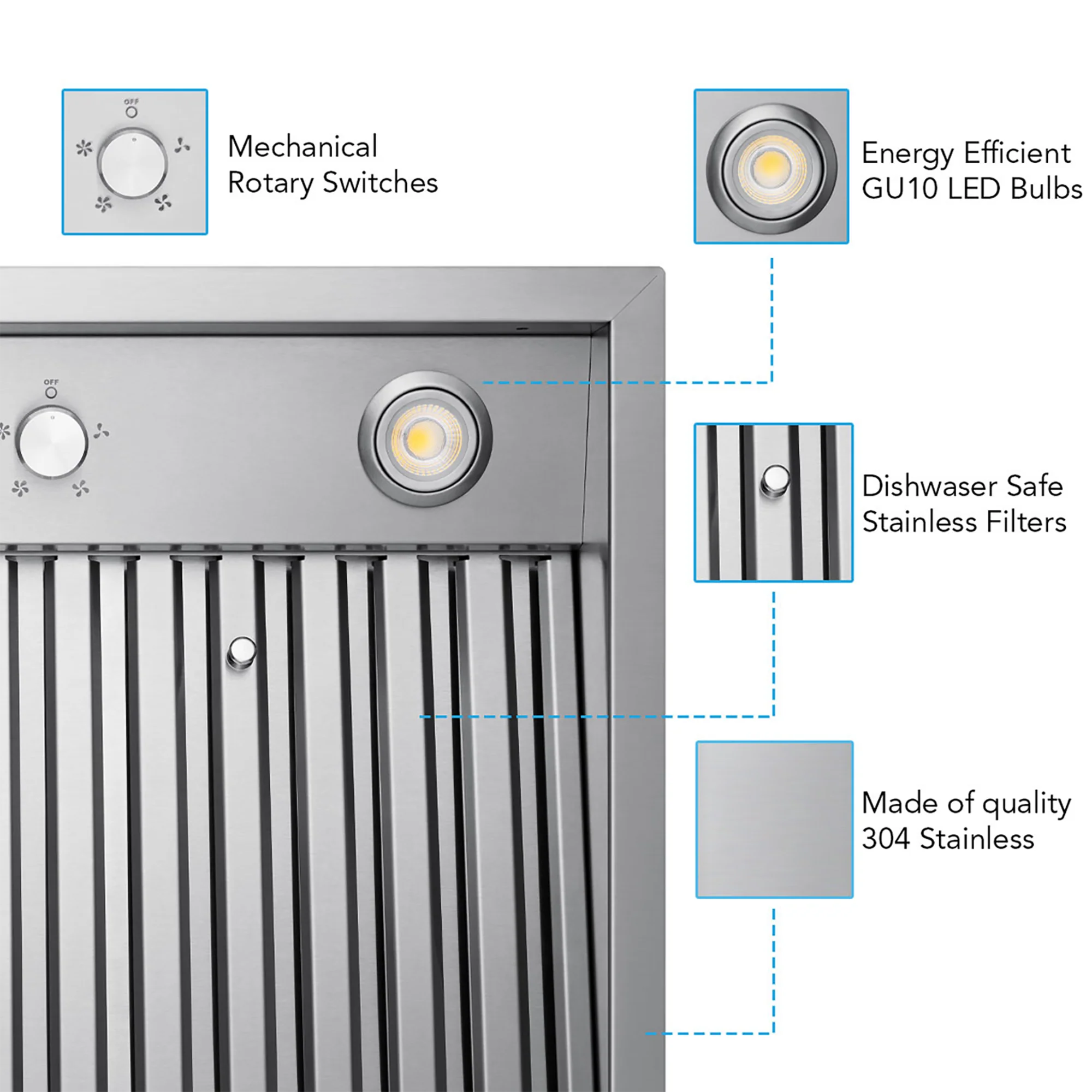 VICTORY Stainless Steel 48-Inch 750 CFM Insert Range Hood - Q5-48 - Image 3