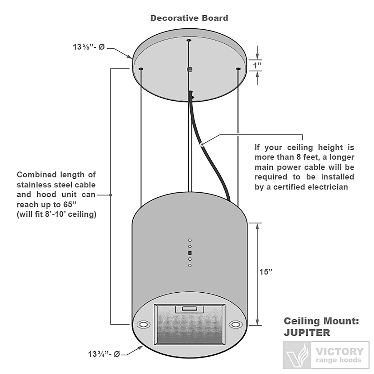 VICTORY Stainless Steel 600 CFM Ductless Island Range Hood - Jupiter - Image 6