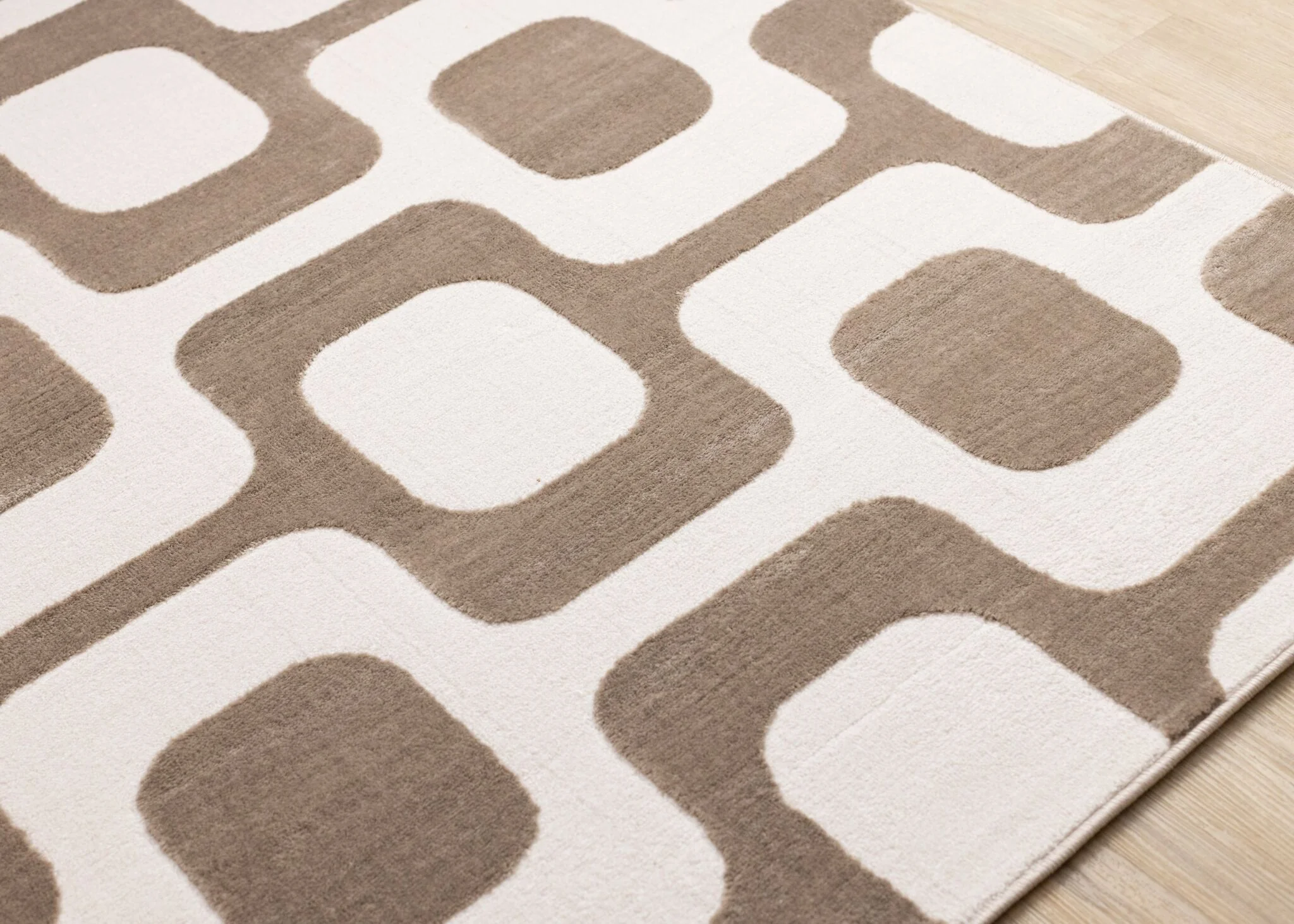 Vintage Vibes 6'7" x 9'6" Mid-Century Modern Area Rug - Brown, Cream - Image 3