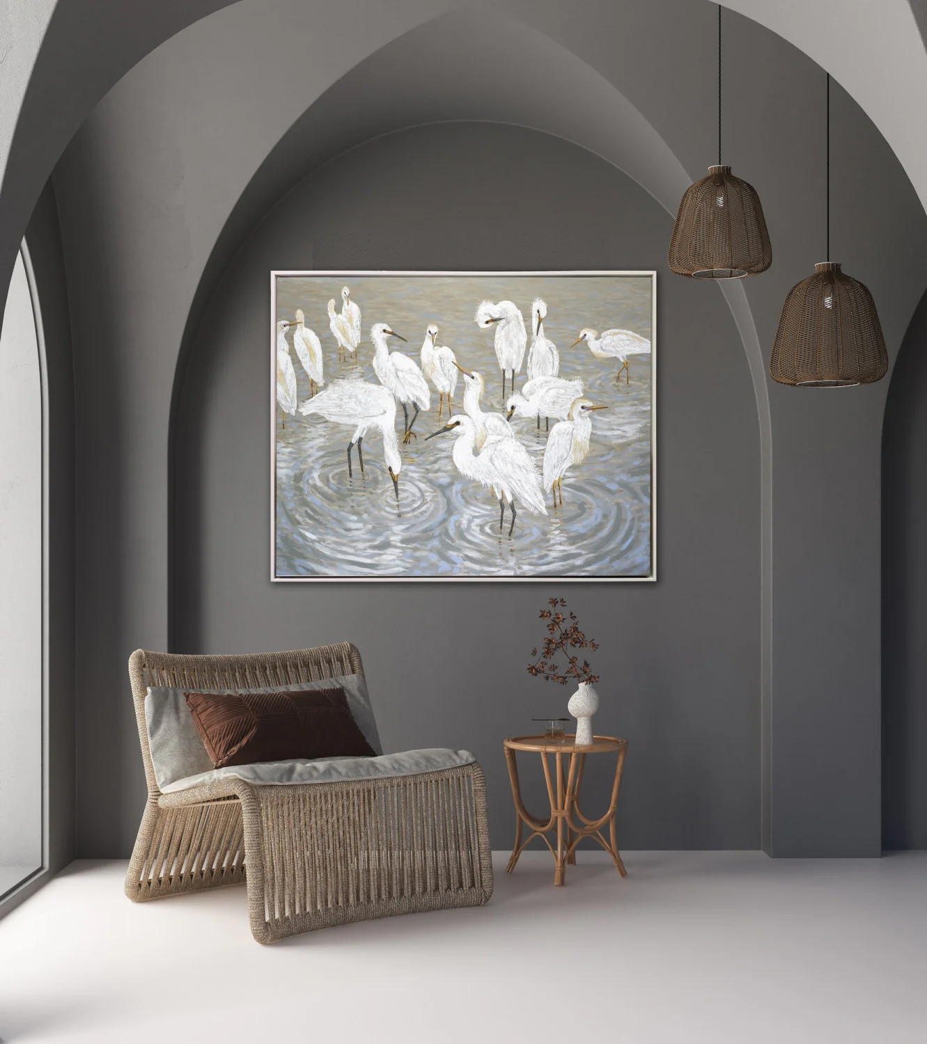 Wading Grace Wall Art - White/Grey - 40 X 50 - Image 2