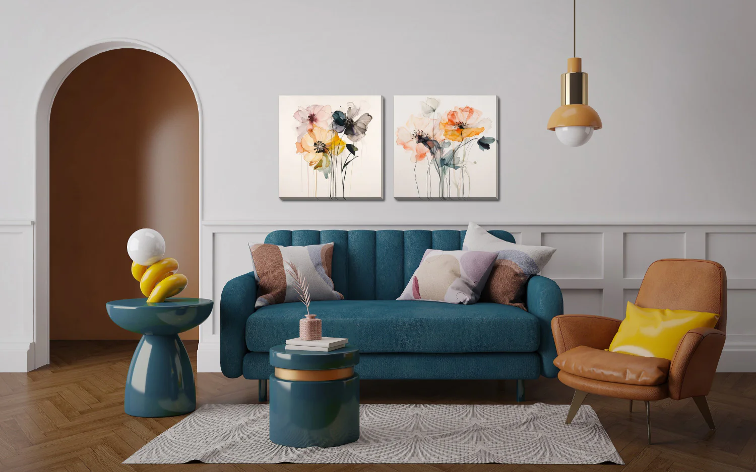Watercolour Blooms II Wall Art - Multi-Colour - 24 X 24 - Image 2