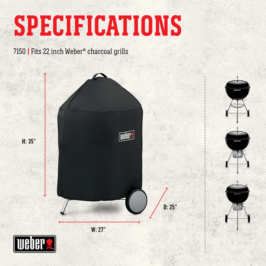 Weber Black Premium Grill Cover - 22" Charcoal Grills - 7150 - Image 3