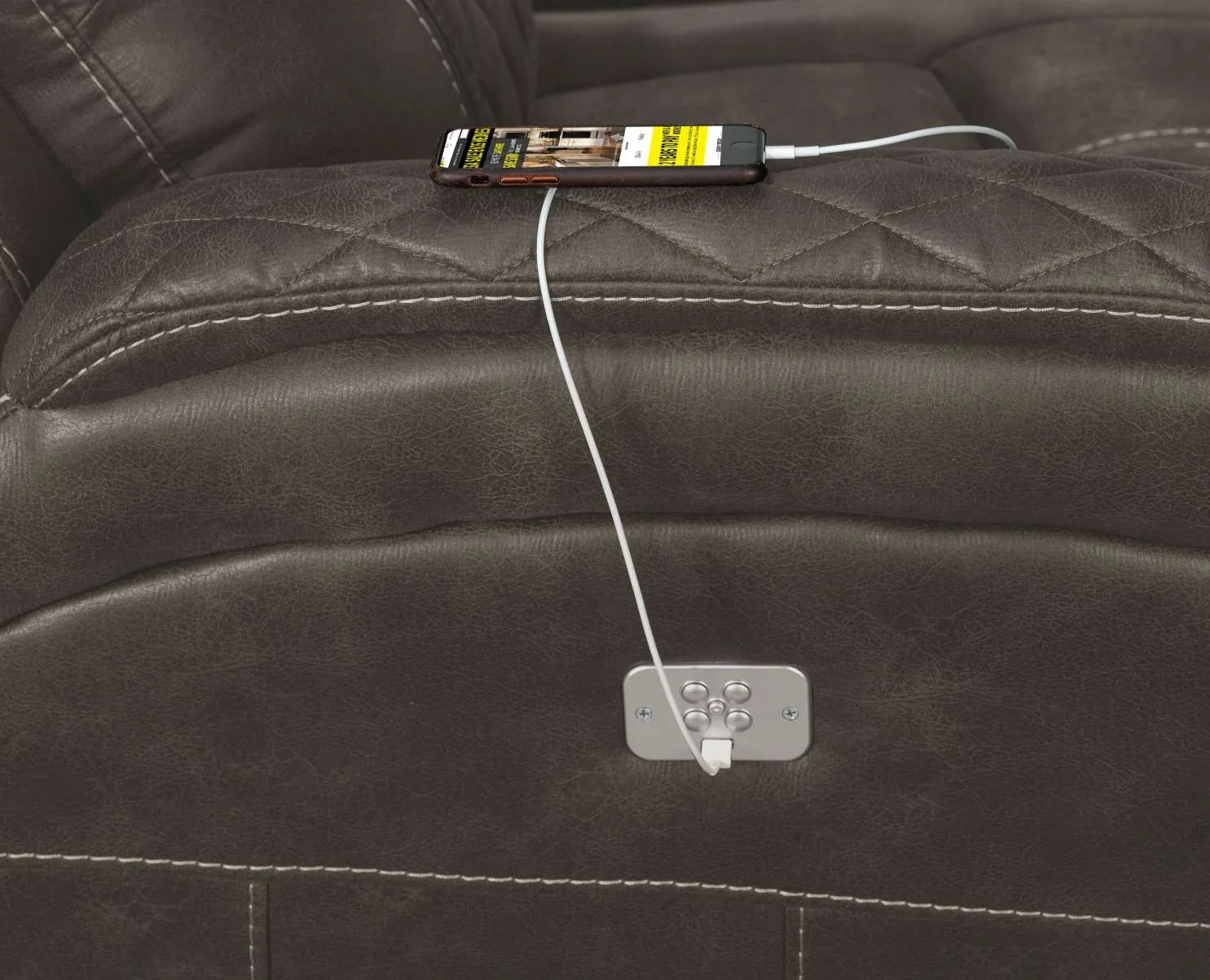 Wesley Dual Power Recliner - Granite - Image 8