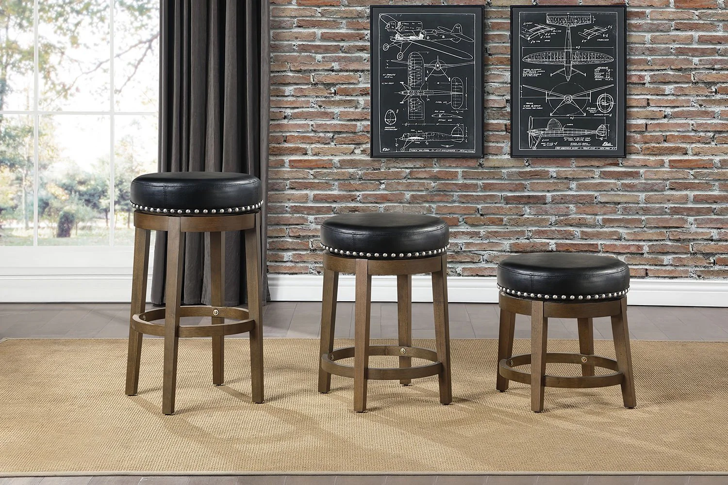 Westby Bar Stool - Black - Set of Two - Image 2