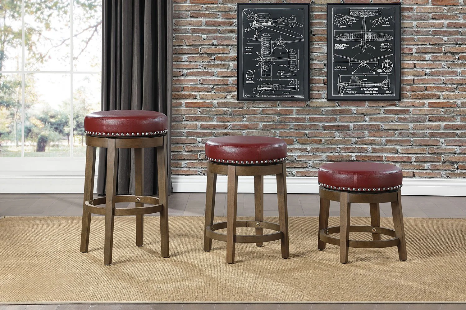Westby Counter Stool - Red - Set of Two - Image 2