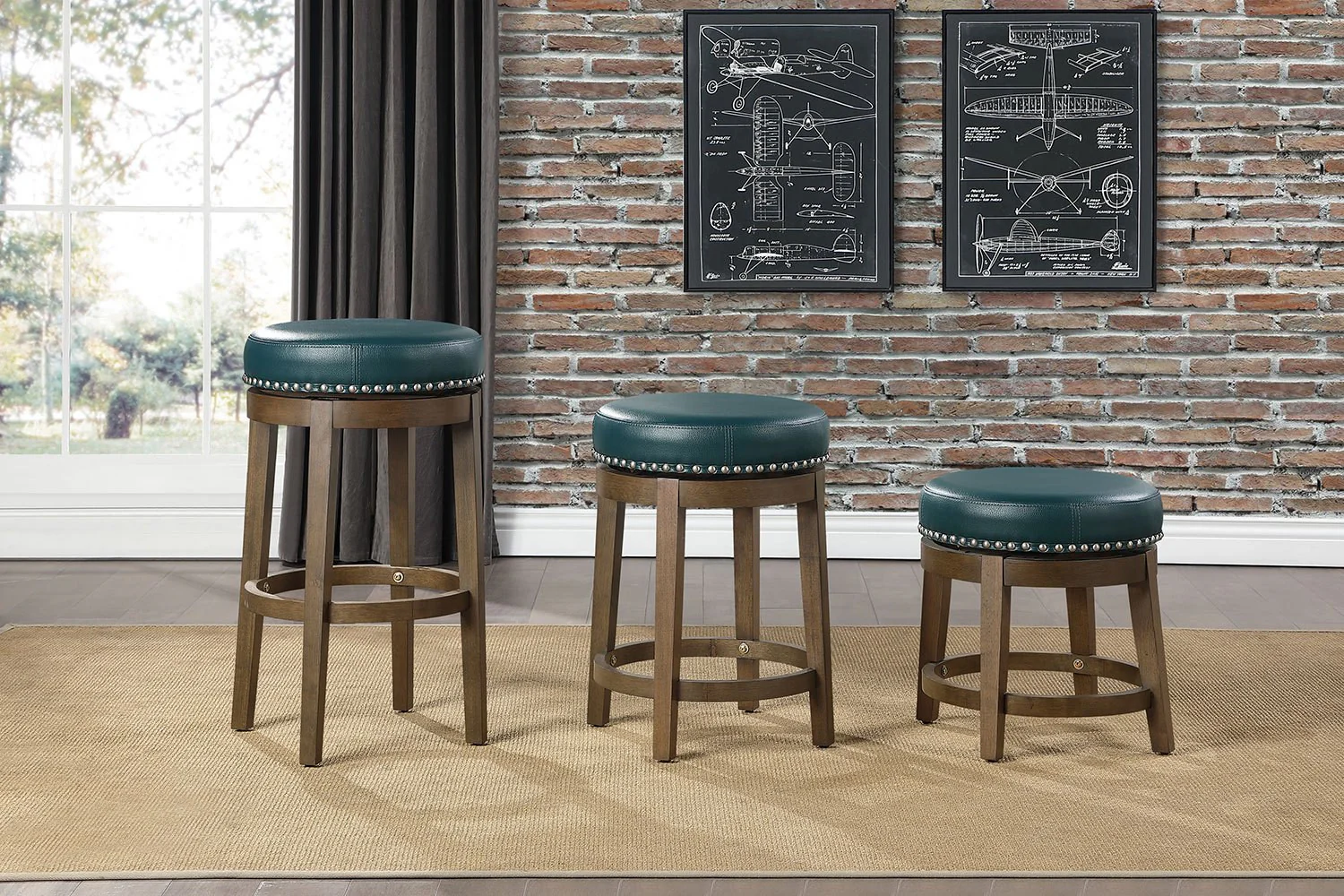 Westby Dining Stool - Green - Set of Two - Image 2