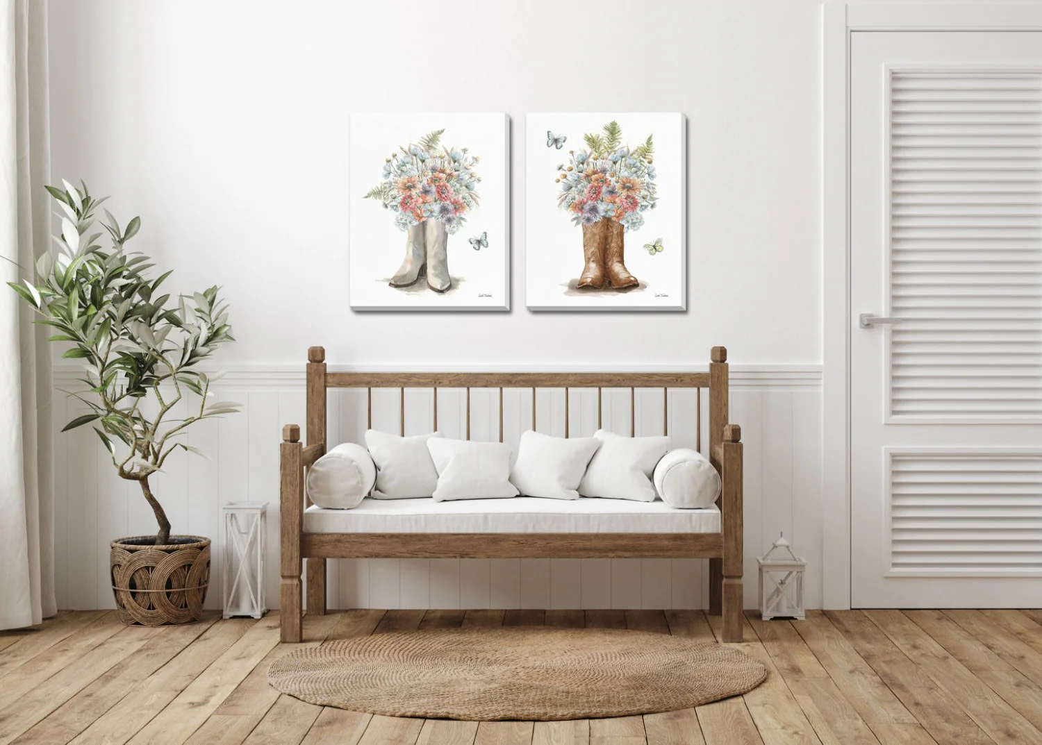 Western Bloom Wall Art - Multi-Colour - 16 X 20 - Set of Two - Image 2