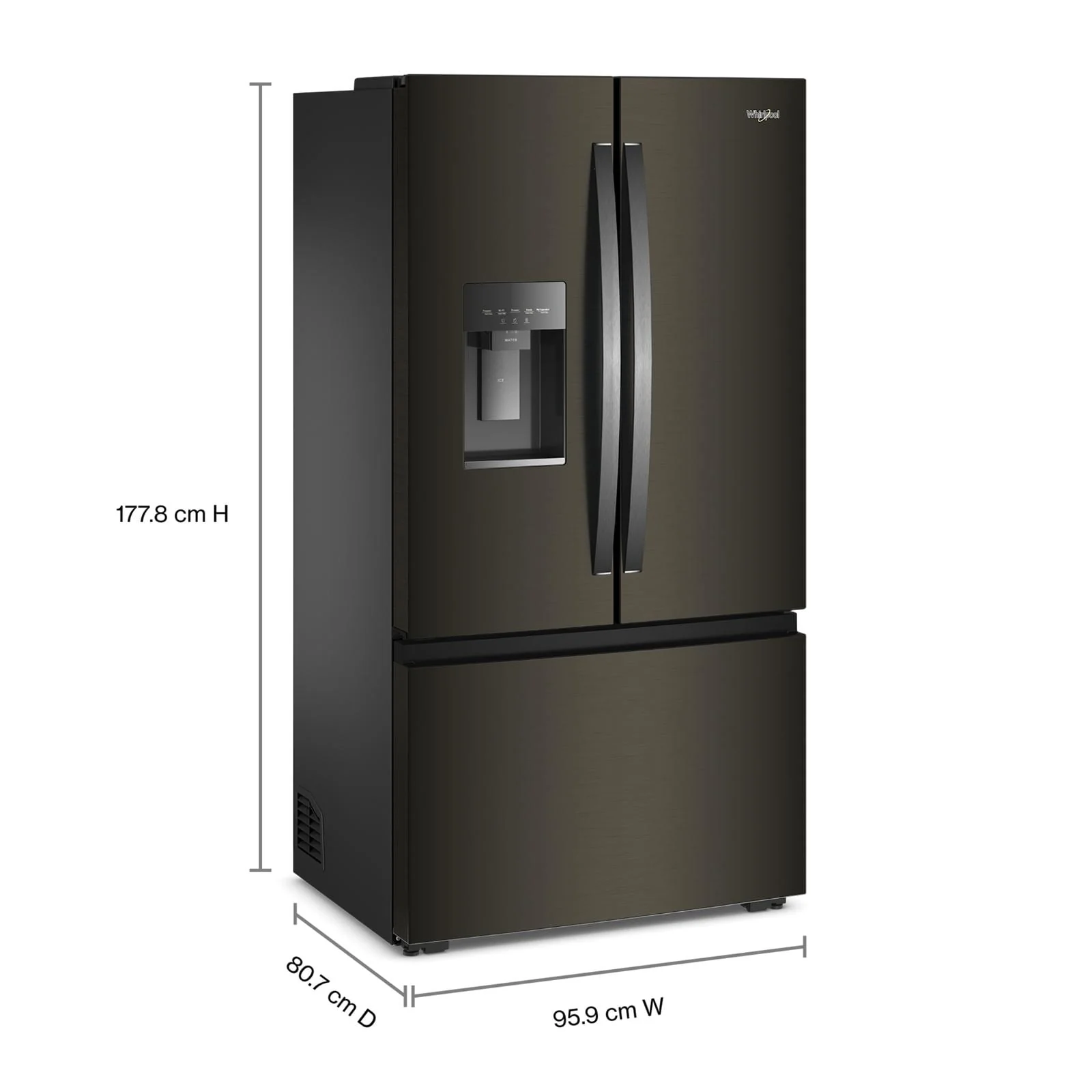 Whirlpool 36" 23.4 Cu. Ft. Black Stainless Steel Counter-Depth 3-Door French Door Refrigerator – WRFC7036RV - Image 3