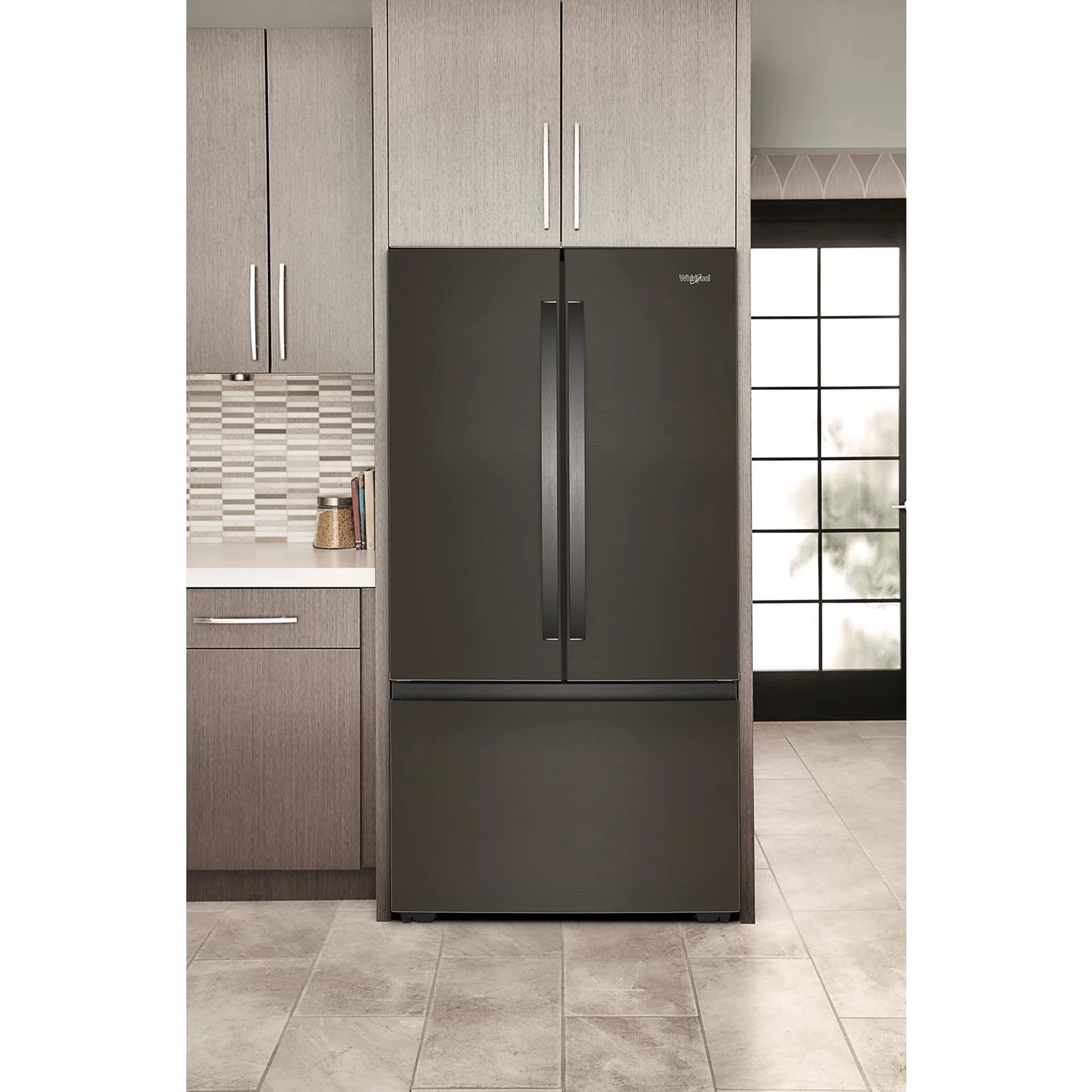 Whirlpool 36" 24 Cu. Ft. Black Stainless Steel Counter Depth French Door Refrigerator - WRFC3036RV - Image 2