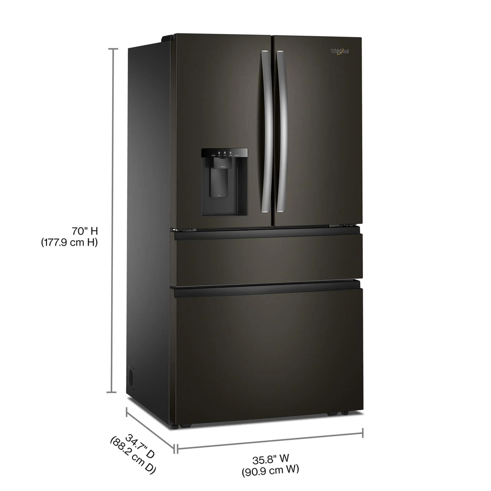 Whirlpool 36" 29 Cu. Ft. Print Resist Black Stainless Steel French Door Refrigerator - WRMF3636SV - Image 7