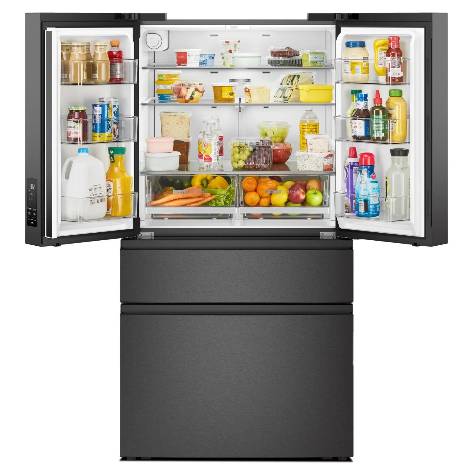 Whirlpool 36" 30 Cu. Ft. Print Resist Black Stainless Steel French Door Refrigerator - WRMF3336SV - Image 2