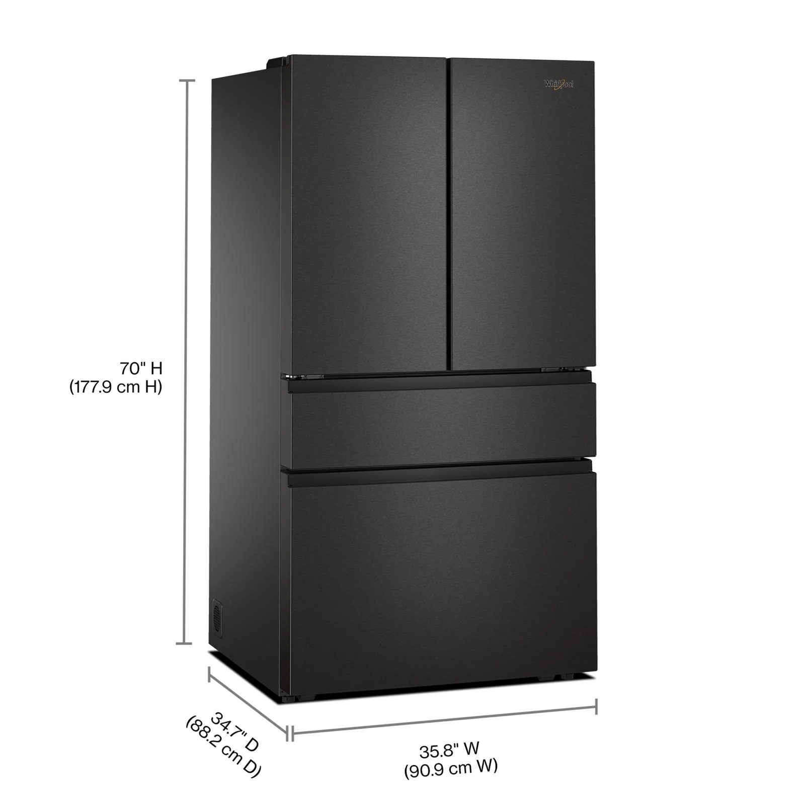 Whirlpool 36" 30 Cu. Ft. Print Resist Black Stainless Steel French Door Refrigerator - WRMF3336SV - Image 4