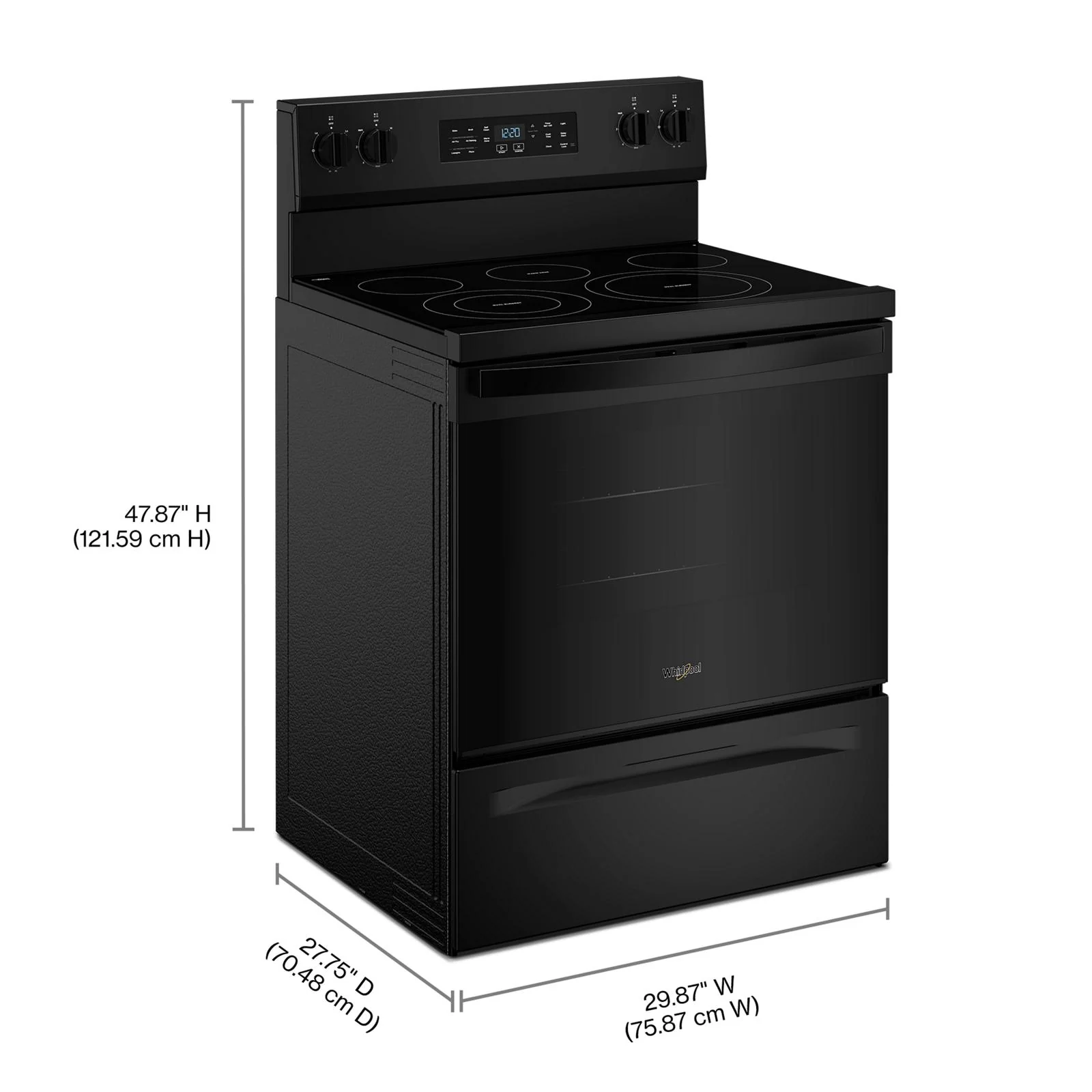 Whirlpool Black Freestanding Electric Single Oven Convection Range (5.3 Cu. Ft.) - YWFES5730SB - Image 7