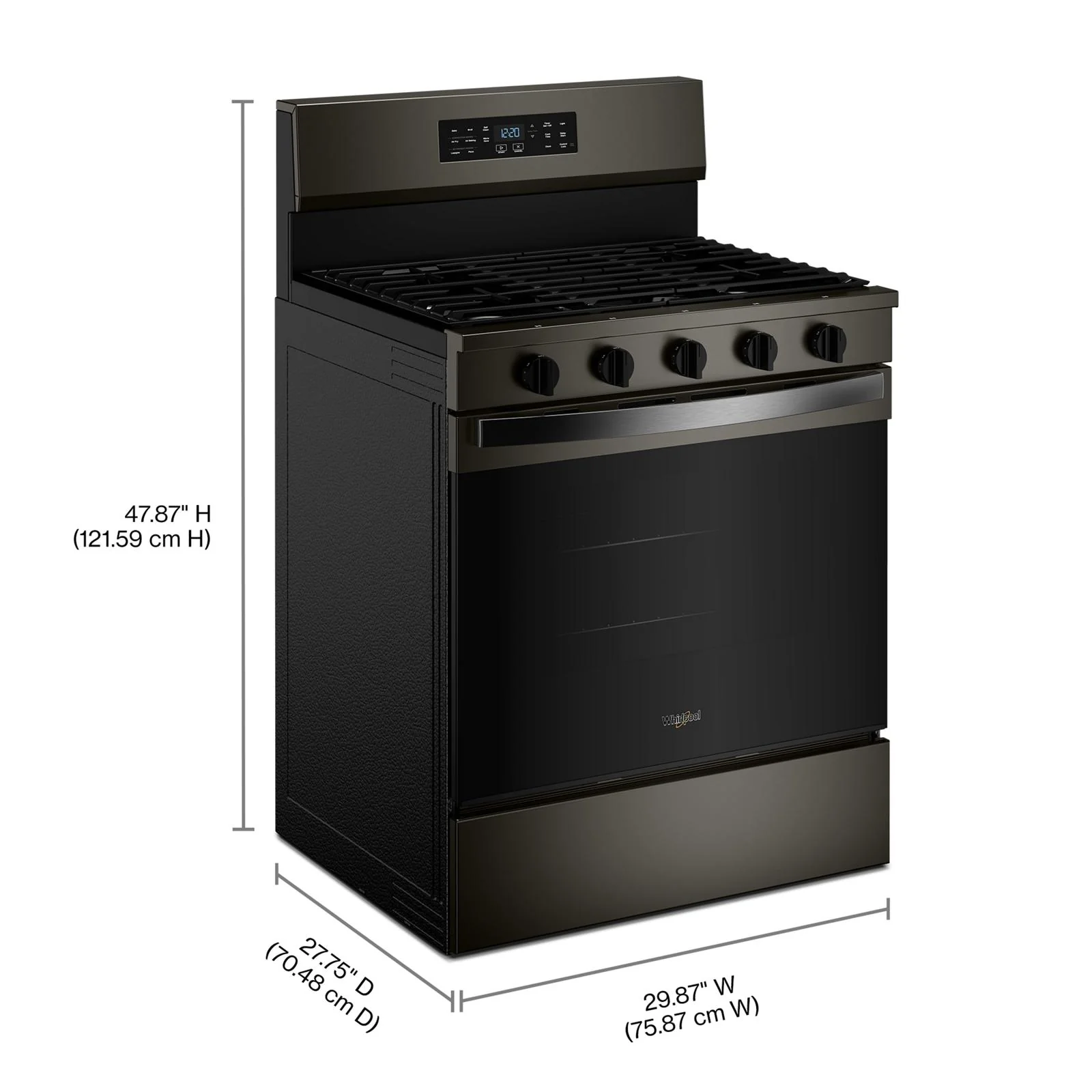 Whirlpool Black-on-Stainless Freestanding Gas Single Oven Convection Range (5.0 Cu. Ft.) - WFGS5730SV - Image 7