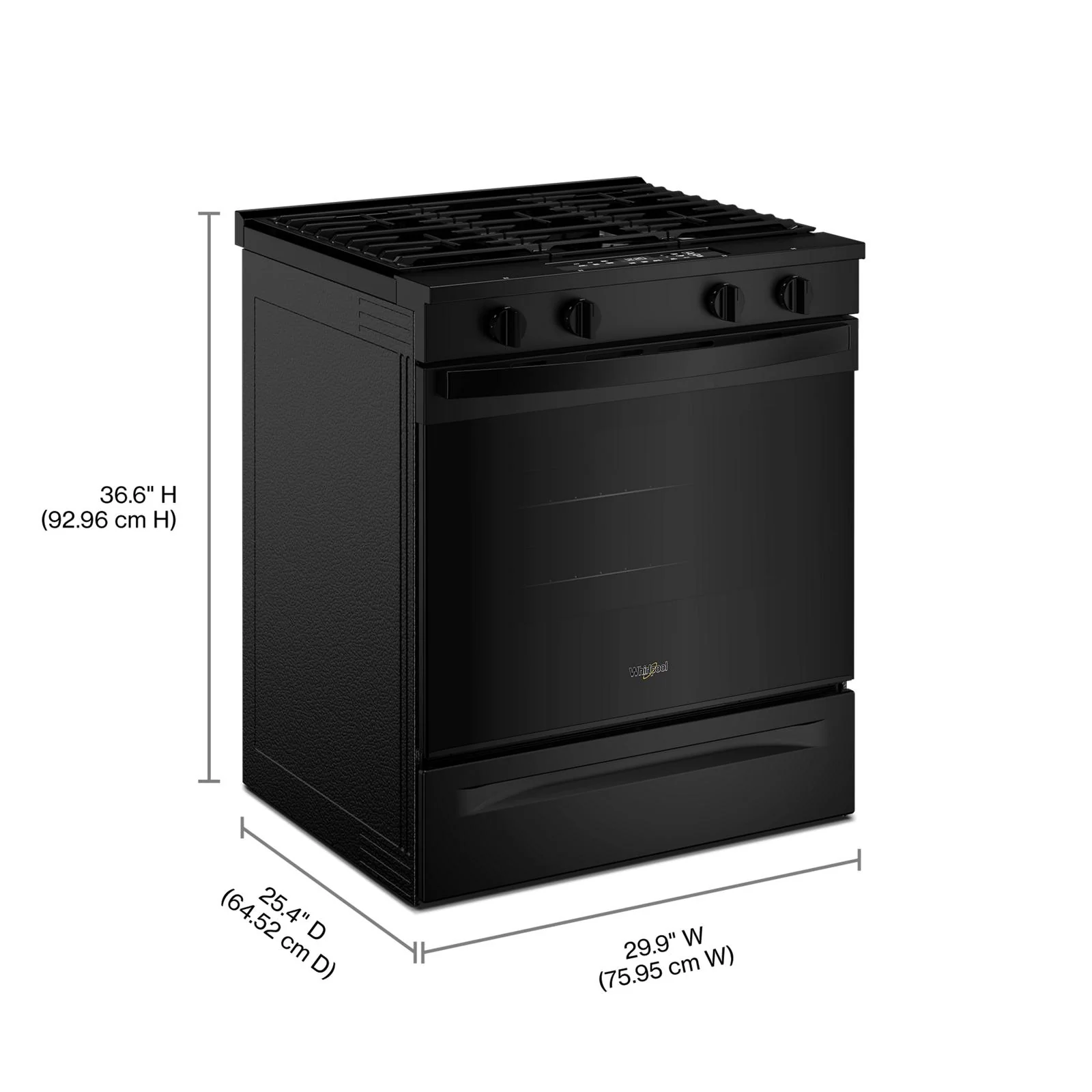 Whirlpool Black Slide-In Smart Gas Range (5.0 Cu. Ft.) - WSGS3330TB - Image 3
