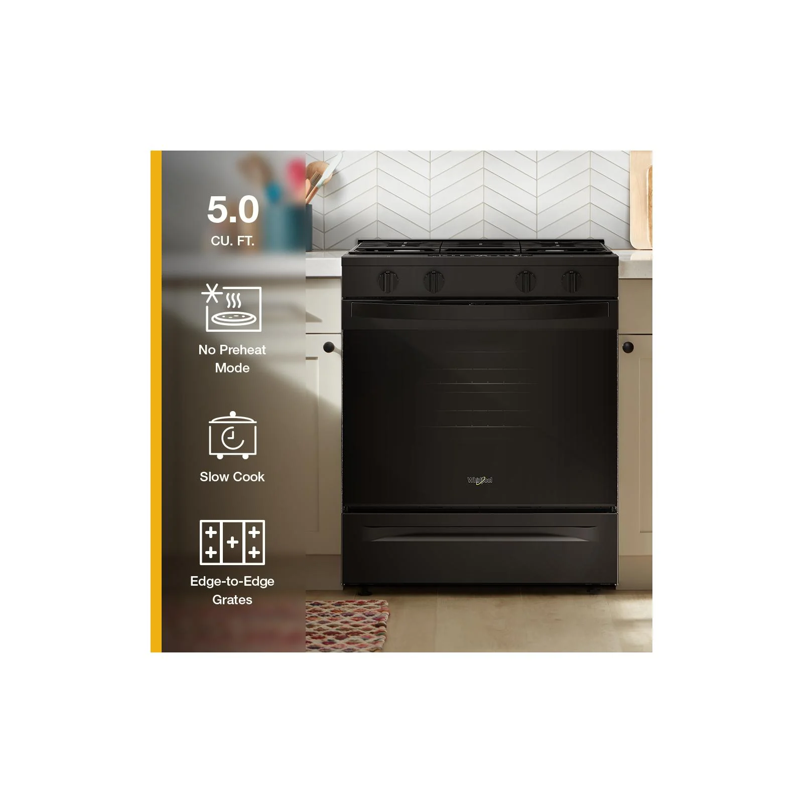 Whirlpool Black Slide-In Smart Gas Range (5.0 Cu. Ft.) - WSGS3330TB - Image 9