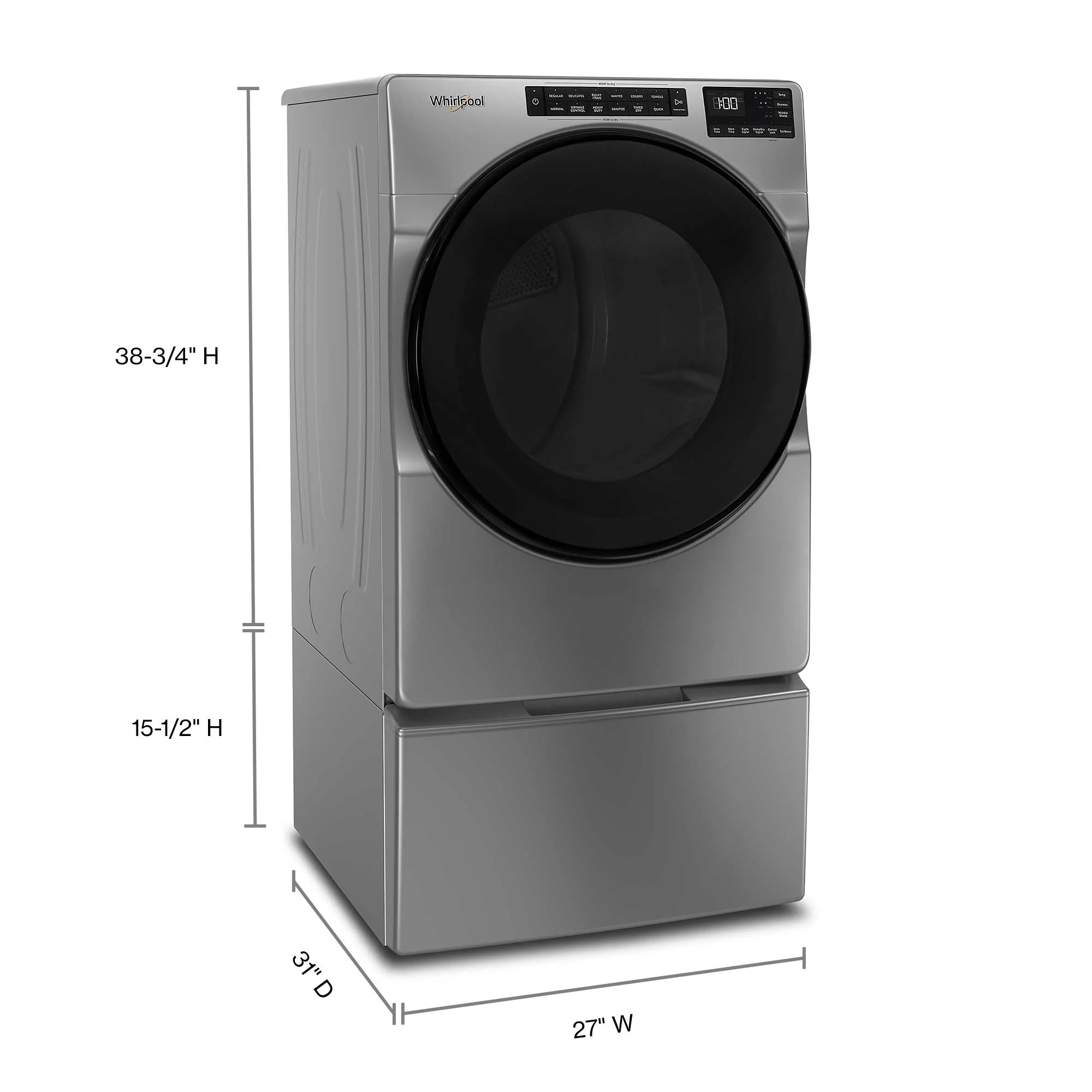 Whirlpool Chrome Shadow Electric Dryer with Wrinkle Shield (7.4 cu. ft.) - YWED5605MC - Image 3