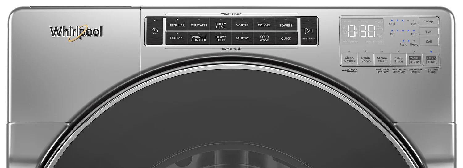 Whirlpool Chrome Shadow Front-Load Washer (5.8 cu. ft.) & Gas Dryer (7.4 cu. ft.) - WFW8620HC/WGD8620HC - Image 3