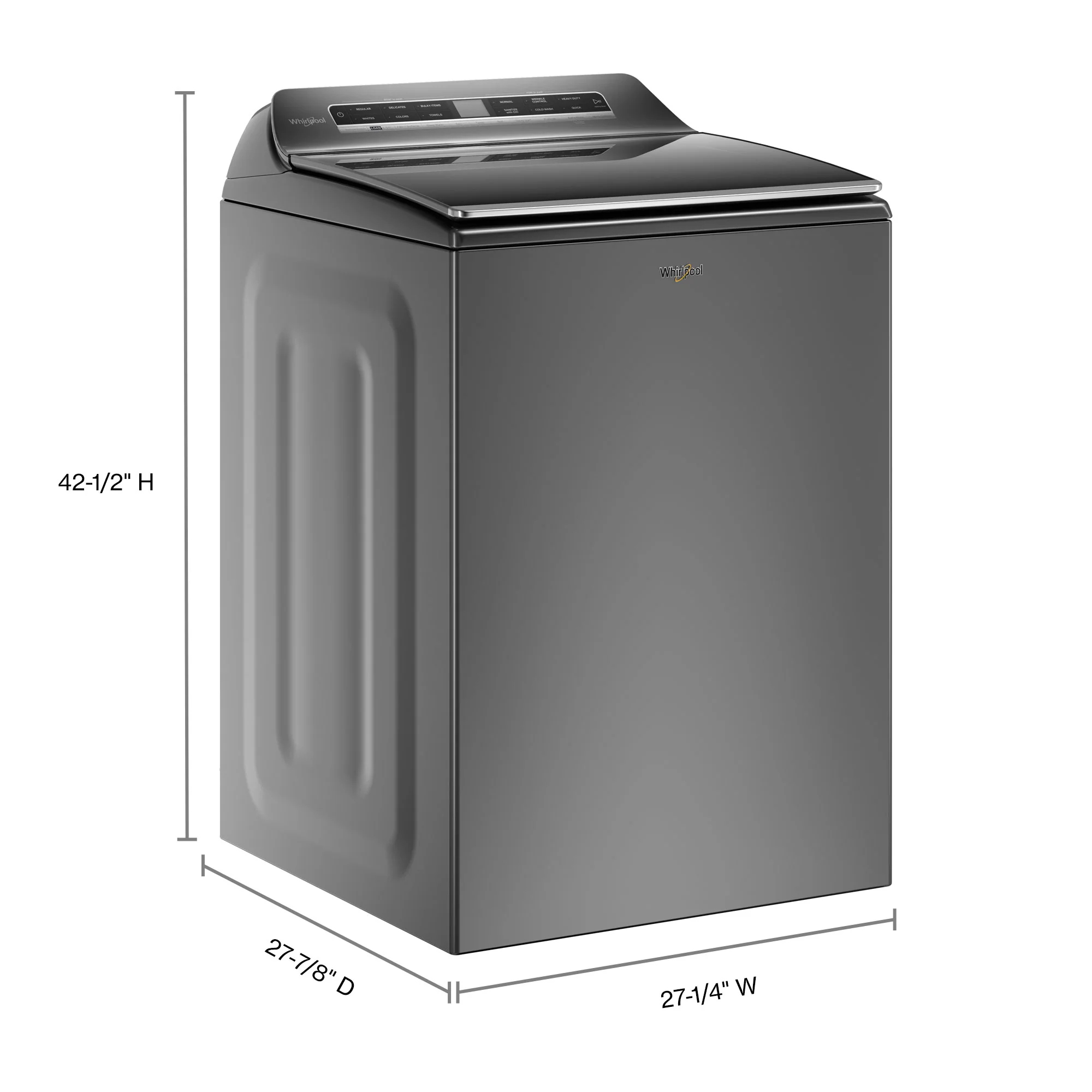 Whirlpool Chrome Shadow Top Load Washer with 2 in 1 Removeable Agitator (6.0 Cu Ft) - WTW8127LC - Image 9