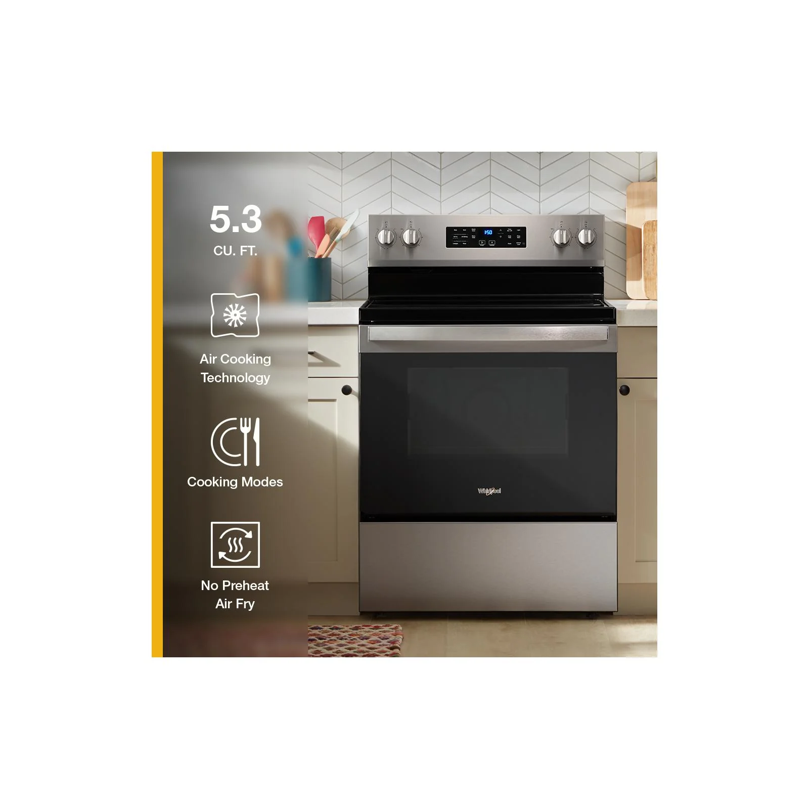 Whirlpool Fingerprint Resistant Stainless Steel Freestanding Electric Single Oven Convection Range (5.3 Cu. Ft.) - YWFES4530SZ - Image 9