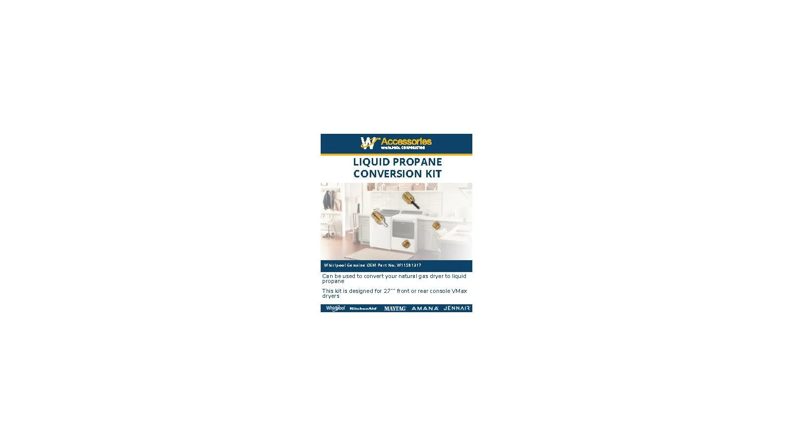 Whirlpool Gas Dryer Conversion Kit - W11581317 - Image 2