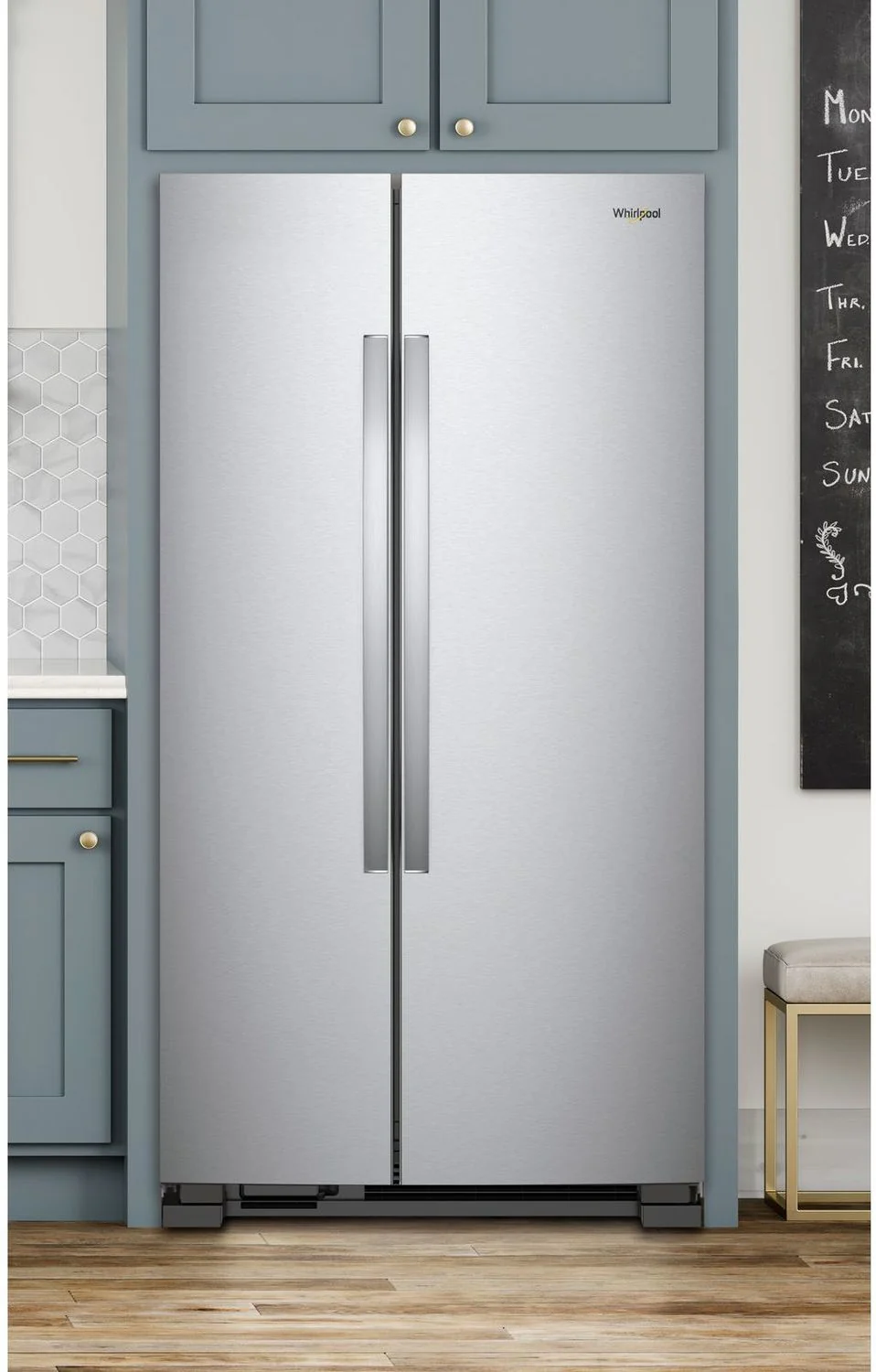 Whirlpool 33.13" 22 Cu. Ft. Monochromatic Stainless Steel Side-by-Side Refrigerator - WRS312SNHM - Image 2