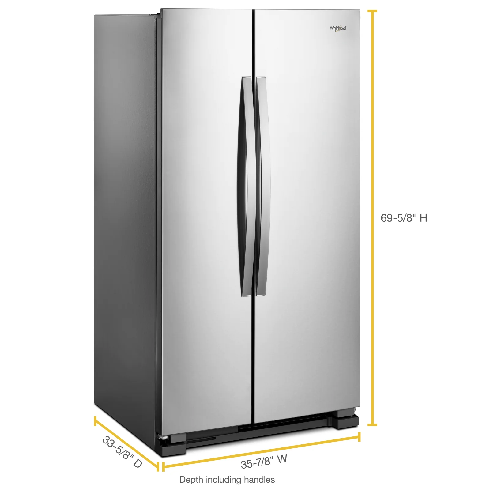 Whirlpool 35.88" 25 Cu. Ft. Monochromatic Stainless Steel Side-by-Side Refrigerator - WRS315SNHM - Image 3