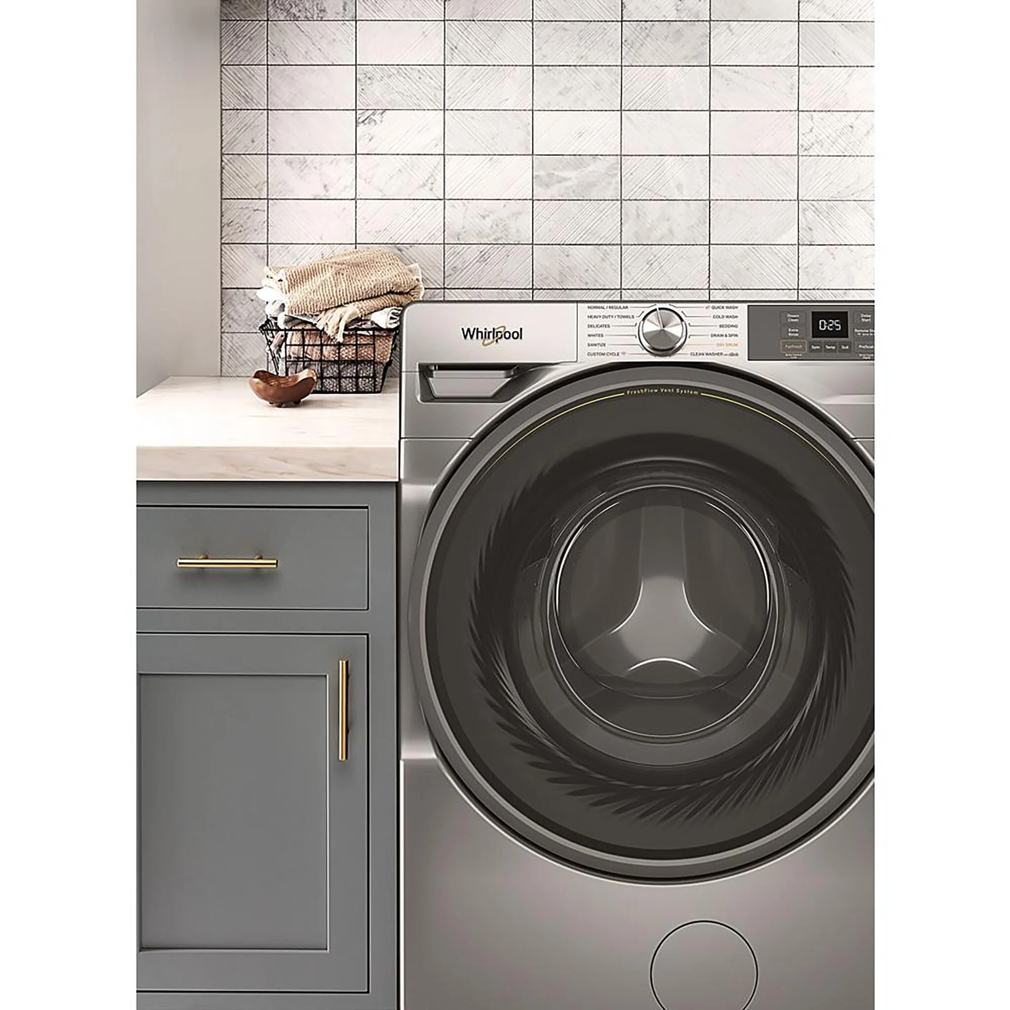 Whirlpool Radiant Silver Front-Load Washer with FreshFlow™ Vent System (5.2 Cu.Ft.) - WFW5720RR - Image 2