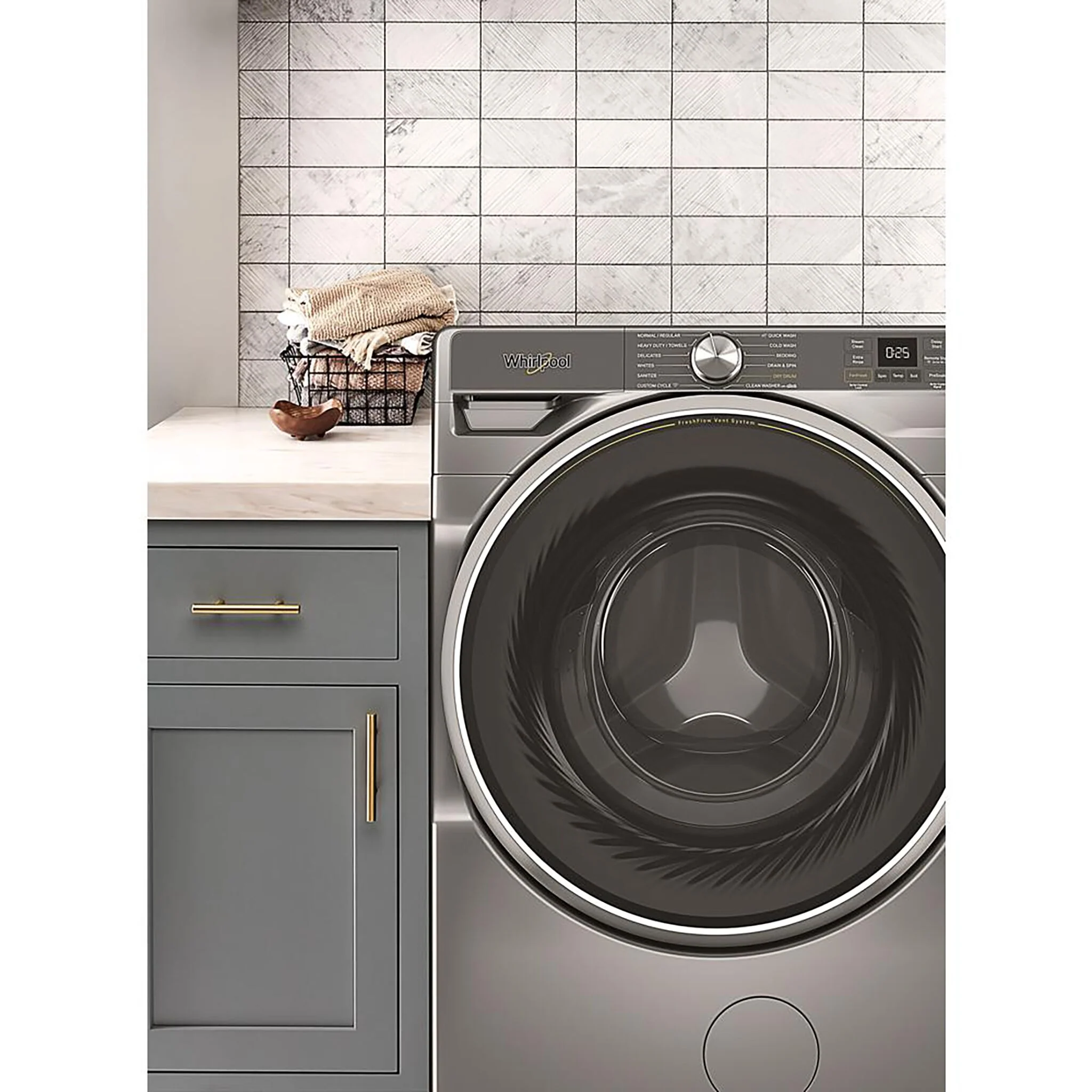 Whirlpool Radiant Silver Front-Load Washer with FreshFlow™ Vent System (5.8 Cu.Ft.) - WFW6720RR - Image 2