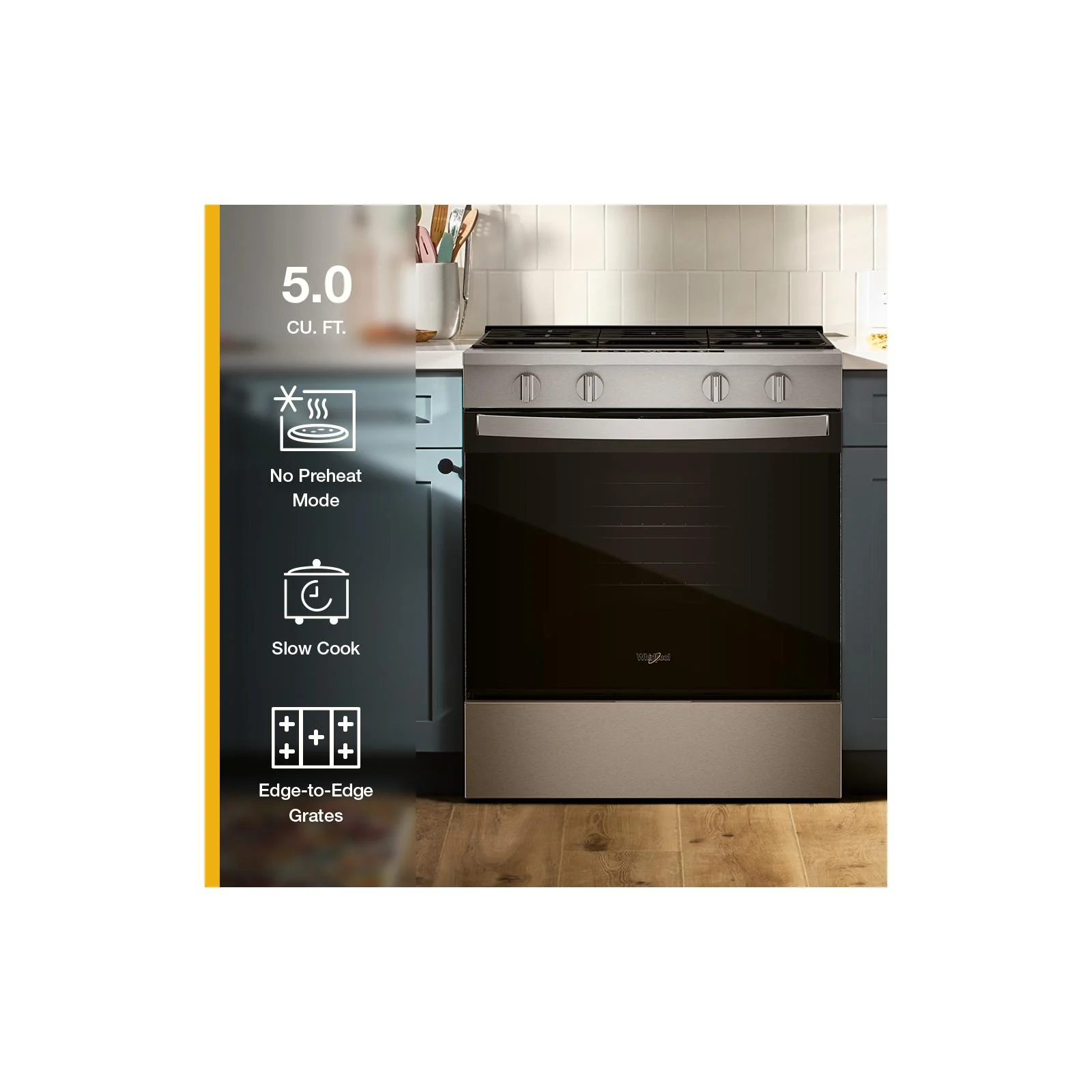 Whirlpool Stainless Steel Slide-In Smart Gas Range (5.0 Cu. Ft.) - WSGS3330TS - Image 9