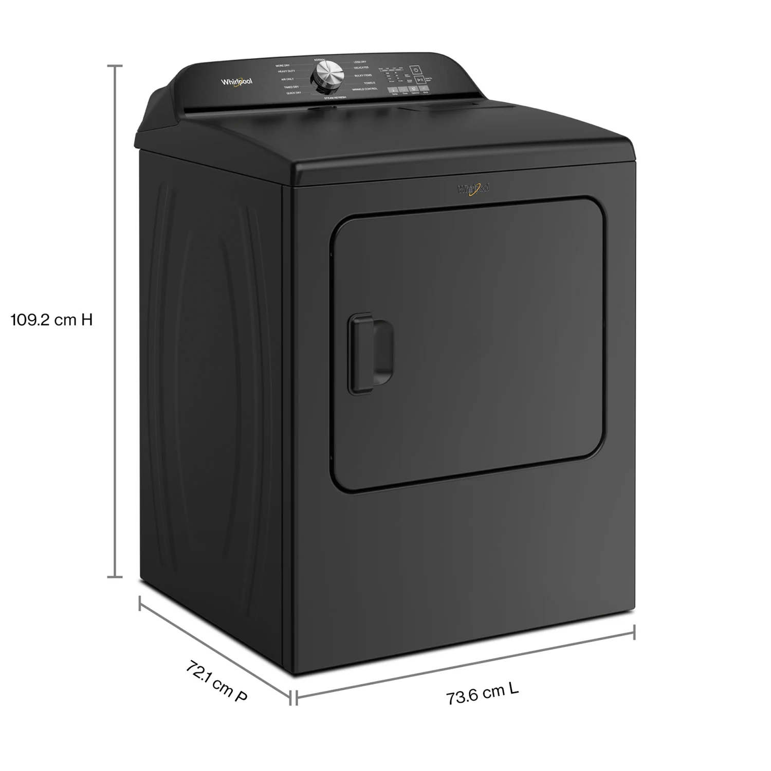 Whirlpool Volcano Black Electric Dryer (7.00 Cu Ft) - YWED6150PB - Image 2