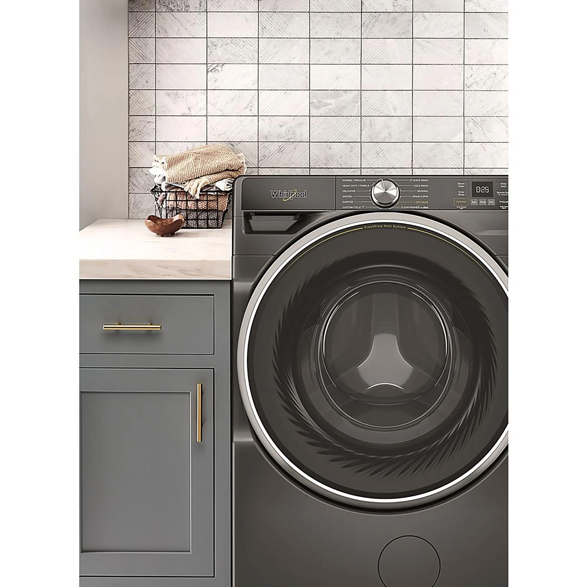 Whirlpool Volcano Black Front-Load Washer with FreshFlow™ Vent System (5.2 Cu.Ft.) - WFW5720RU - Image 2
