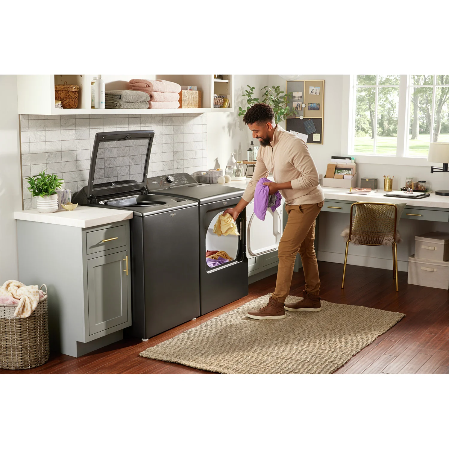 Whirlpool Volcano Black Top Load Washer (6.1 Cu Ft) & Volcano Black Gas Dryer (7.00 Cu Ft) - WTW6157PB/WGD6150PB - Image 7