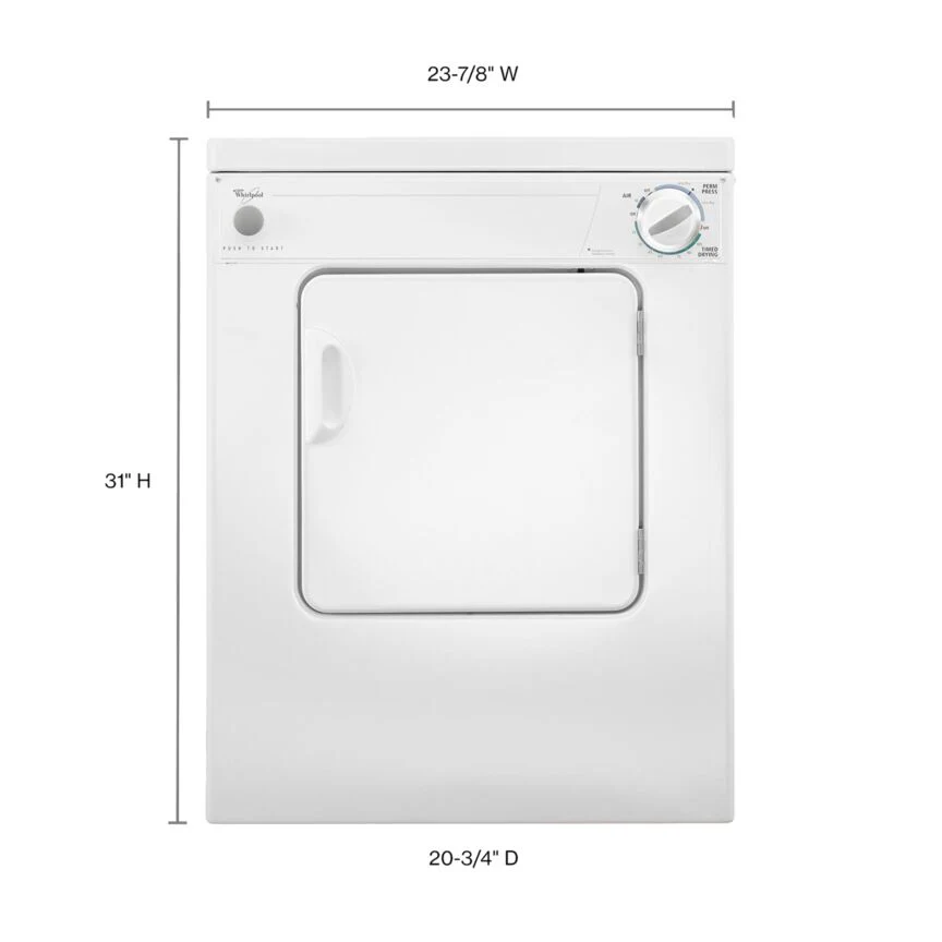Whirlpool White Compact Electric Dryer with AccuDry™ Drying System (3.4 Cu Ft) - LDR3822PQ - Image 6