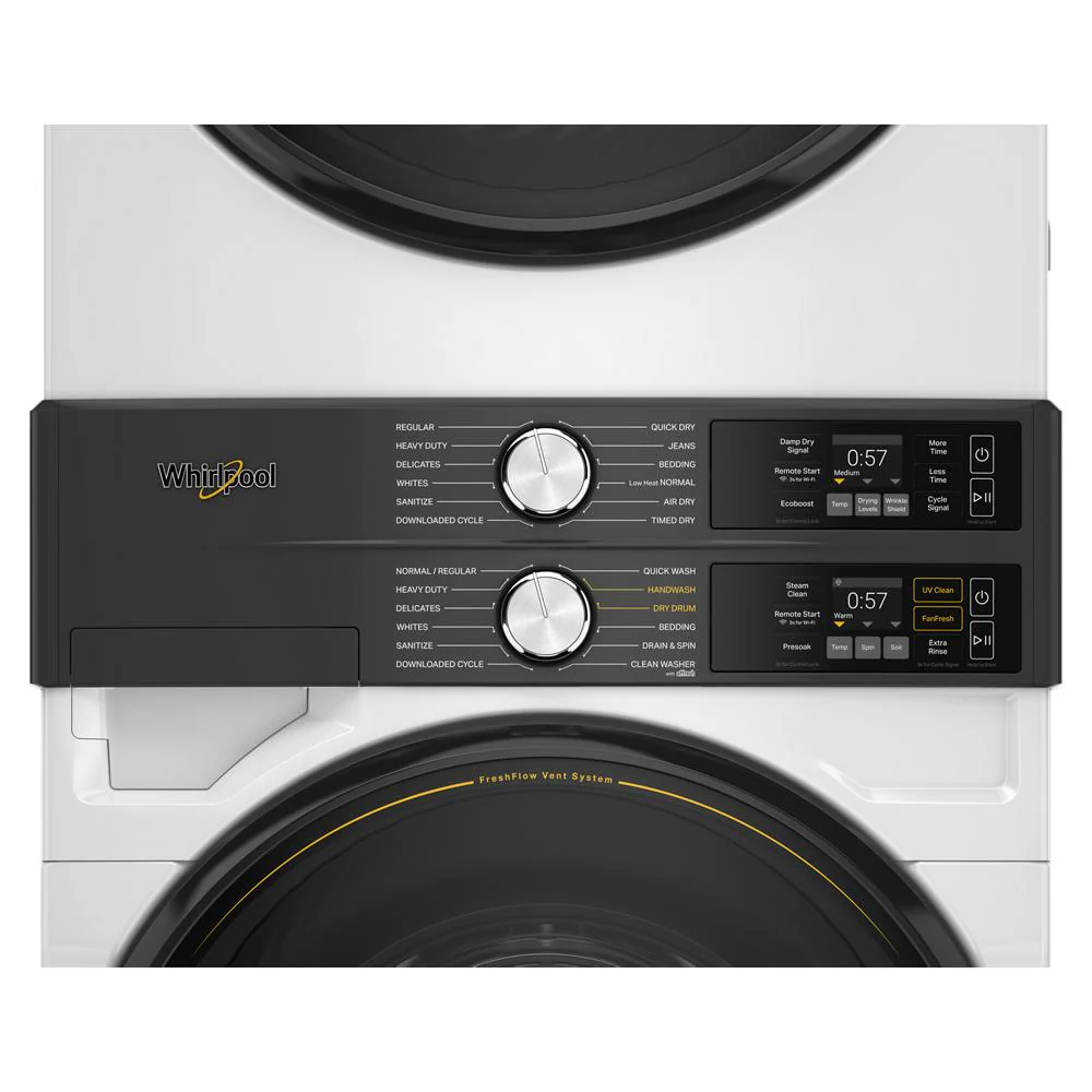 Whirlpool White Front Load Laundry Tower with FreshFlowTM Vent System and UV Clean Technology (5.2 cu. ft. Washer & 7.4 cu. ft. Gas Dryer) - WGF5727TW - Image 5
