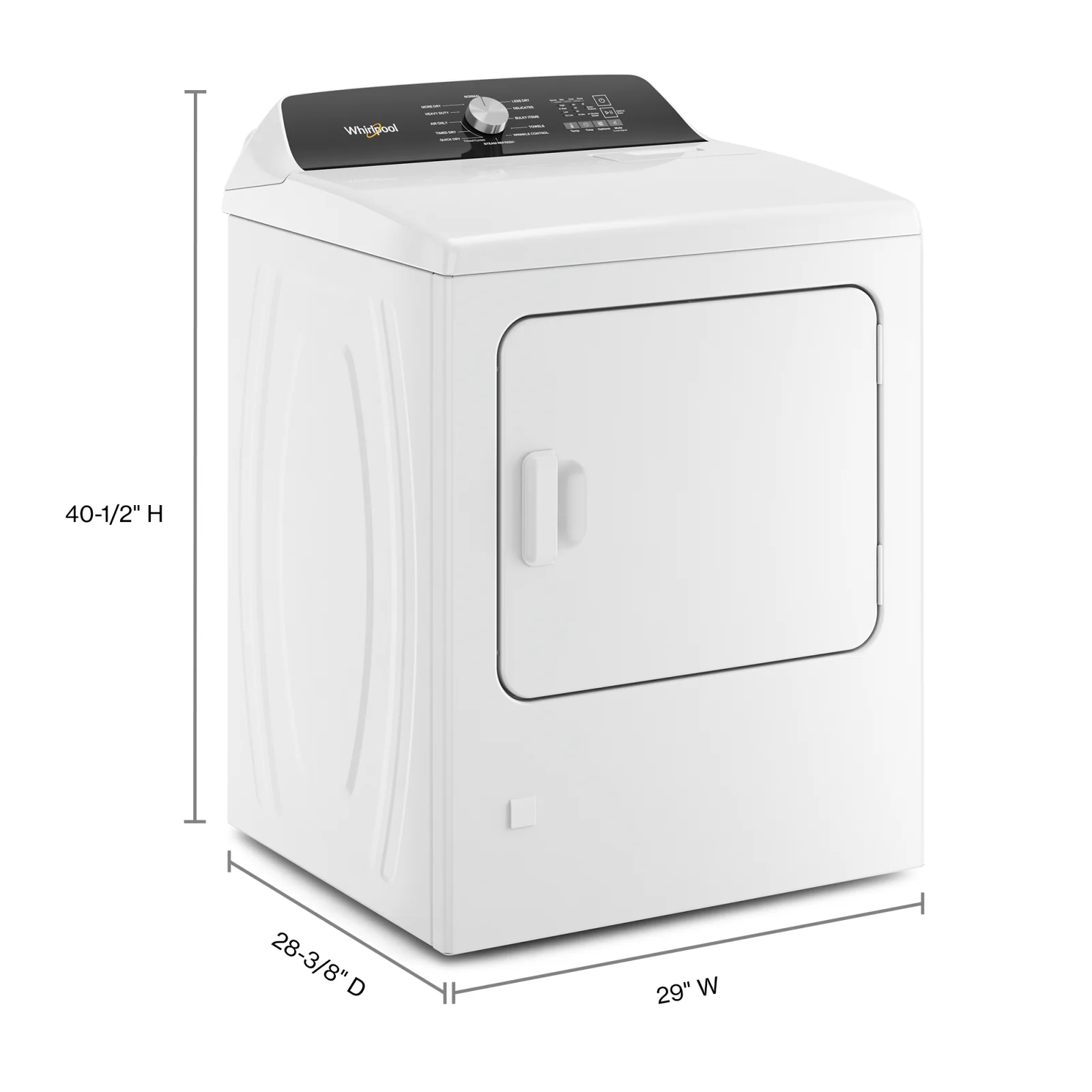 Whirlpool White Front Load Steam Gas Dryer with Moisture Sensing (7.0 Cu.Ft) - WGD5050LW - Image 5