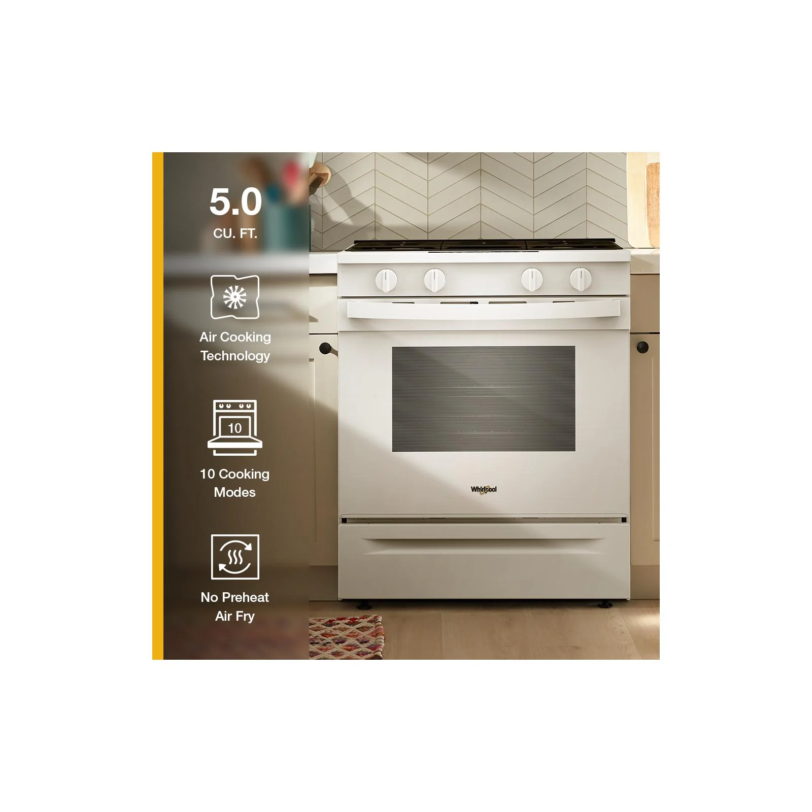 Whirlpool White Slide-In Smart Gas Convection Range (5.0 Cu. Ft.) - WSGS4530TW - Image 9