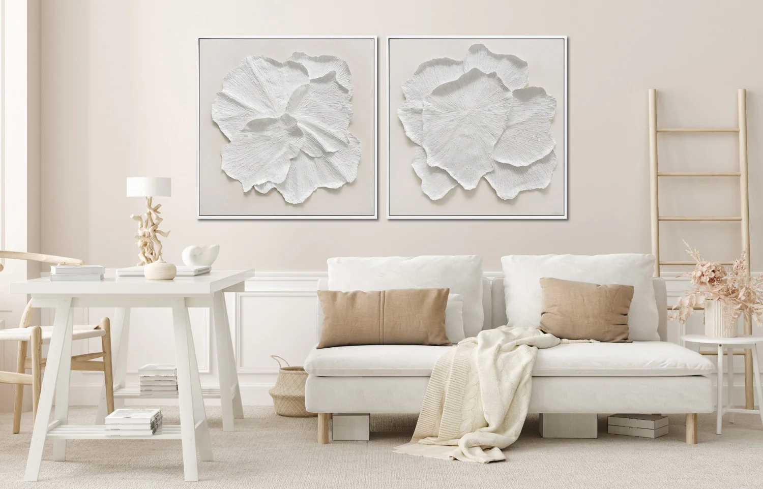 White Petal II Wall Art - White - 32 X 32 - Image 2