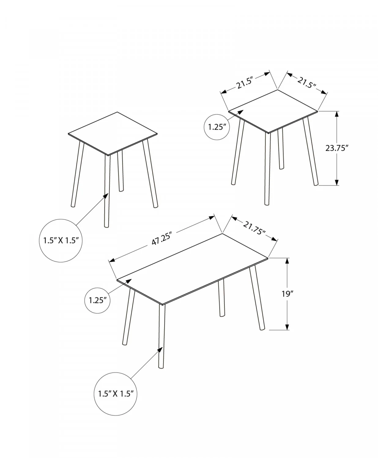 Whitney 3-piece Coffee Table Set - Walnut - Image 3