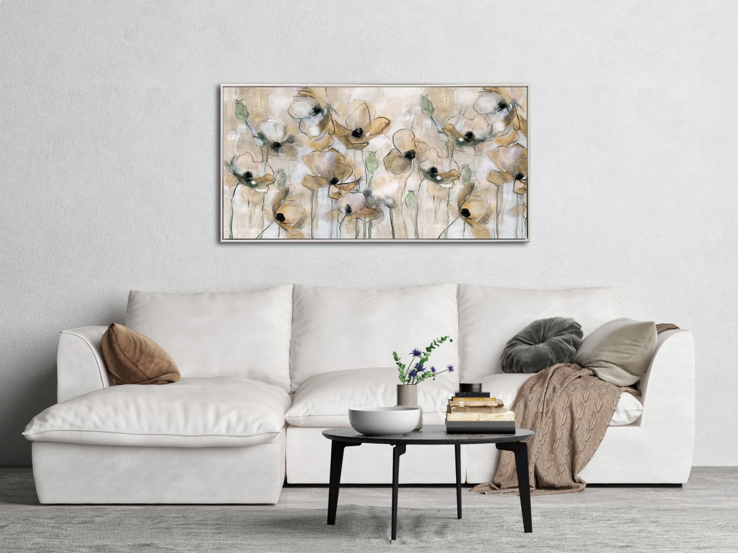 Wild Poppies Wall Art - Beige - 20 X 40 - Image 2
