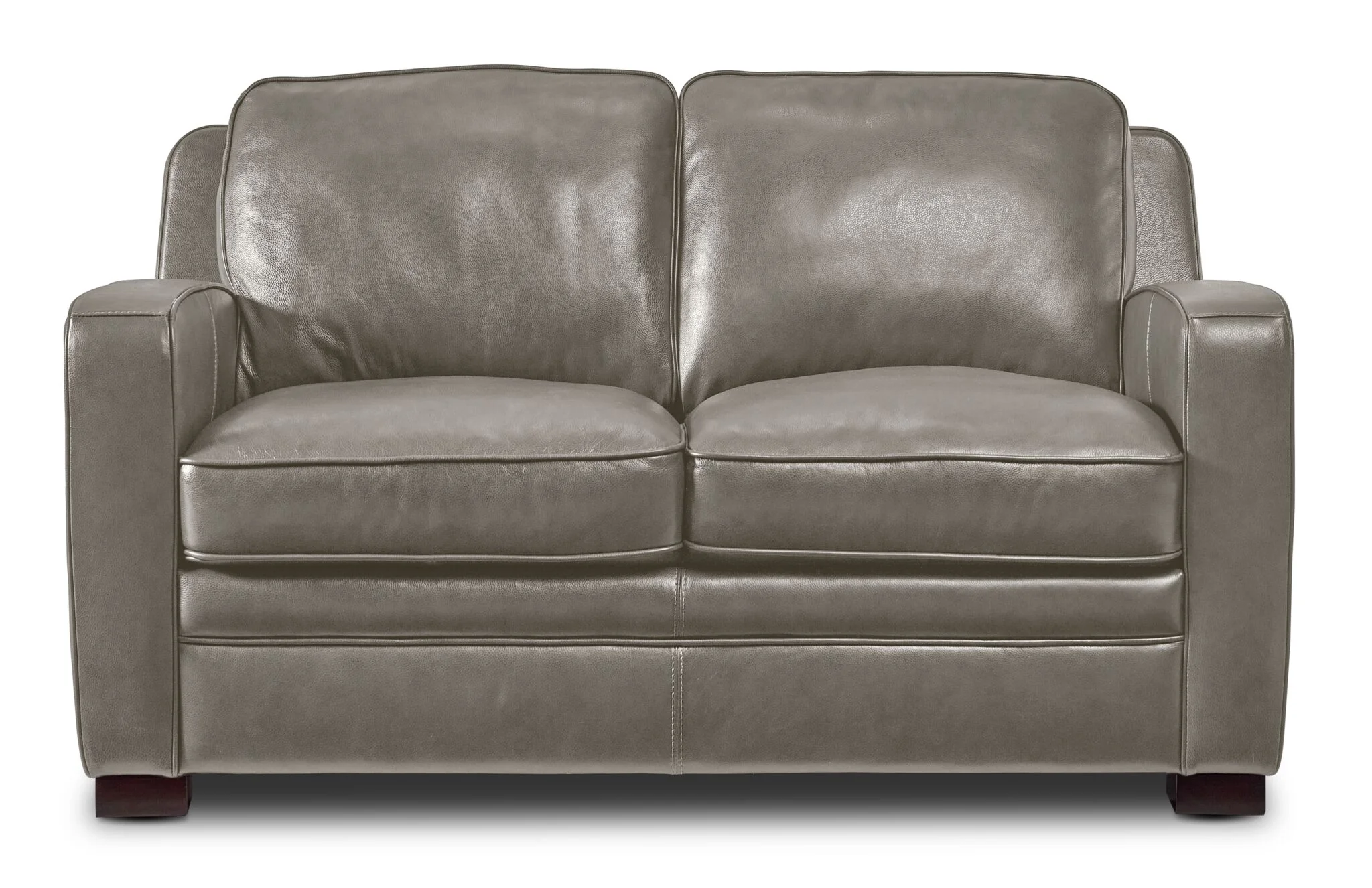 Wilmington Leather Loveseat - Light Grey - Image 2